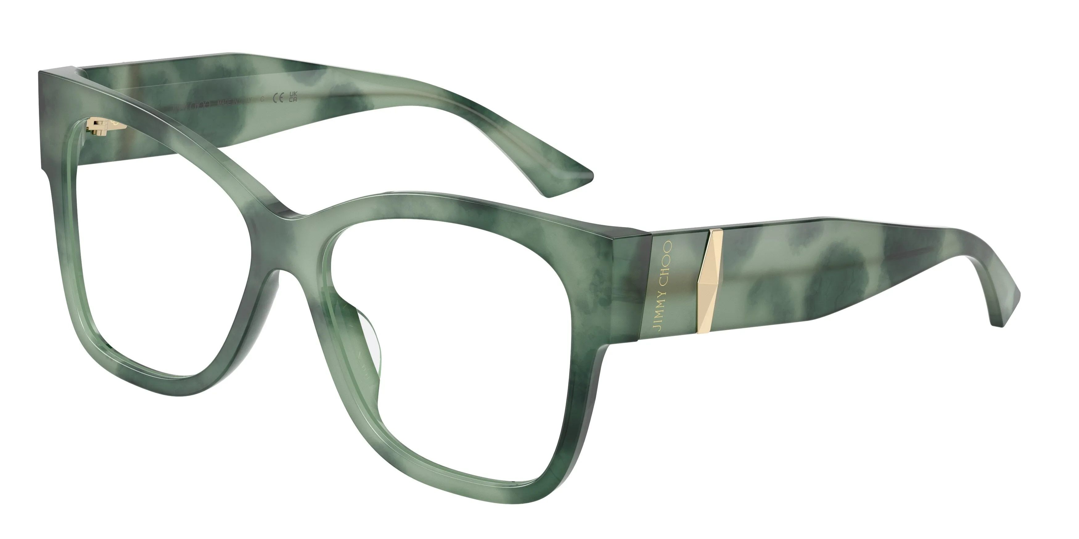 Jimmy Choo JC3062U 5099 Montature da vista Acetato Verde Trasparente Squadrata Normale - immagine 1
