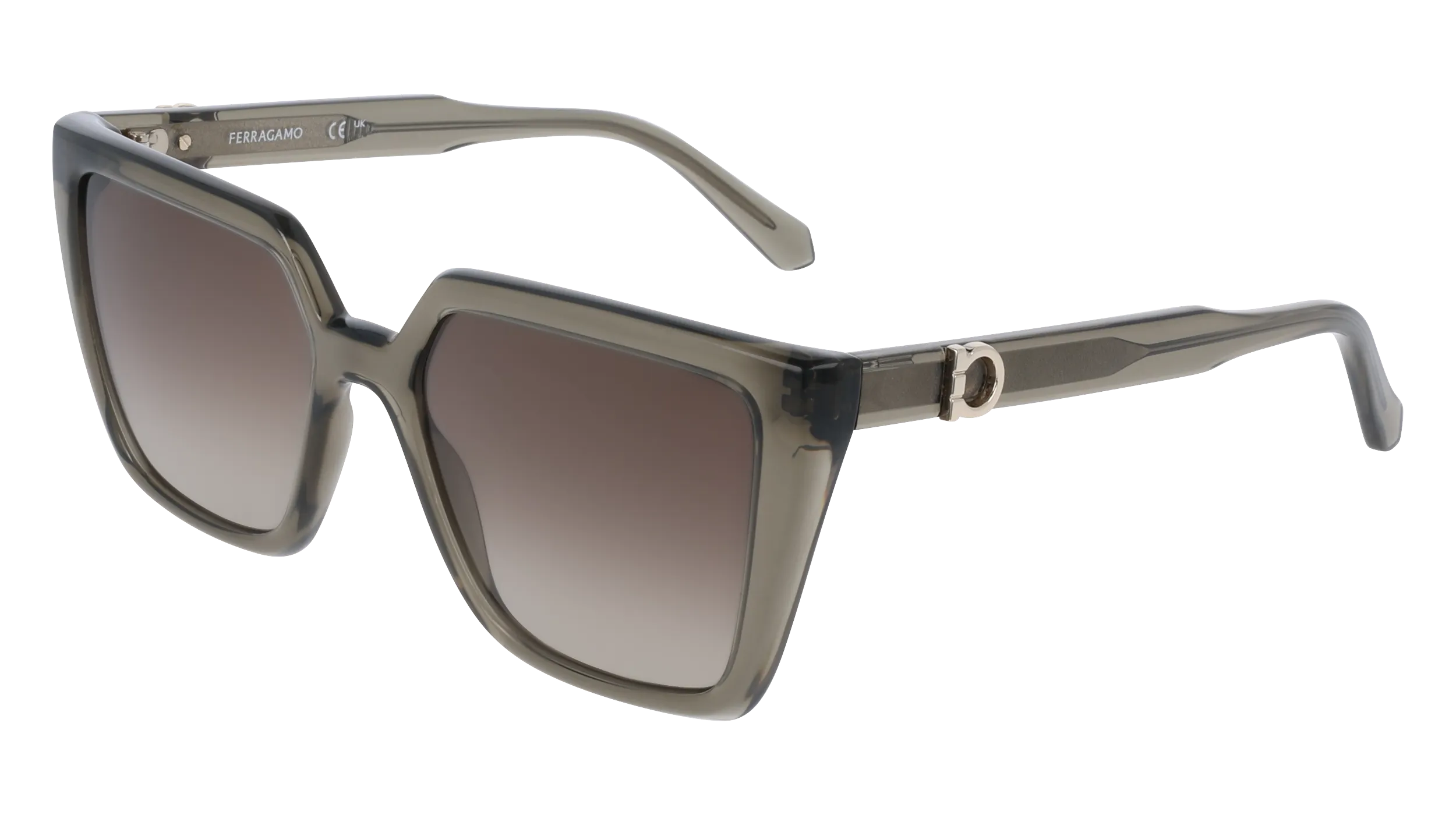 Ferragamo SF2058SE 320 Occhiali da sole Verde Marrone Squadrata Normale - immagine 1