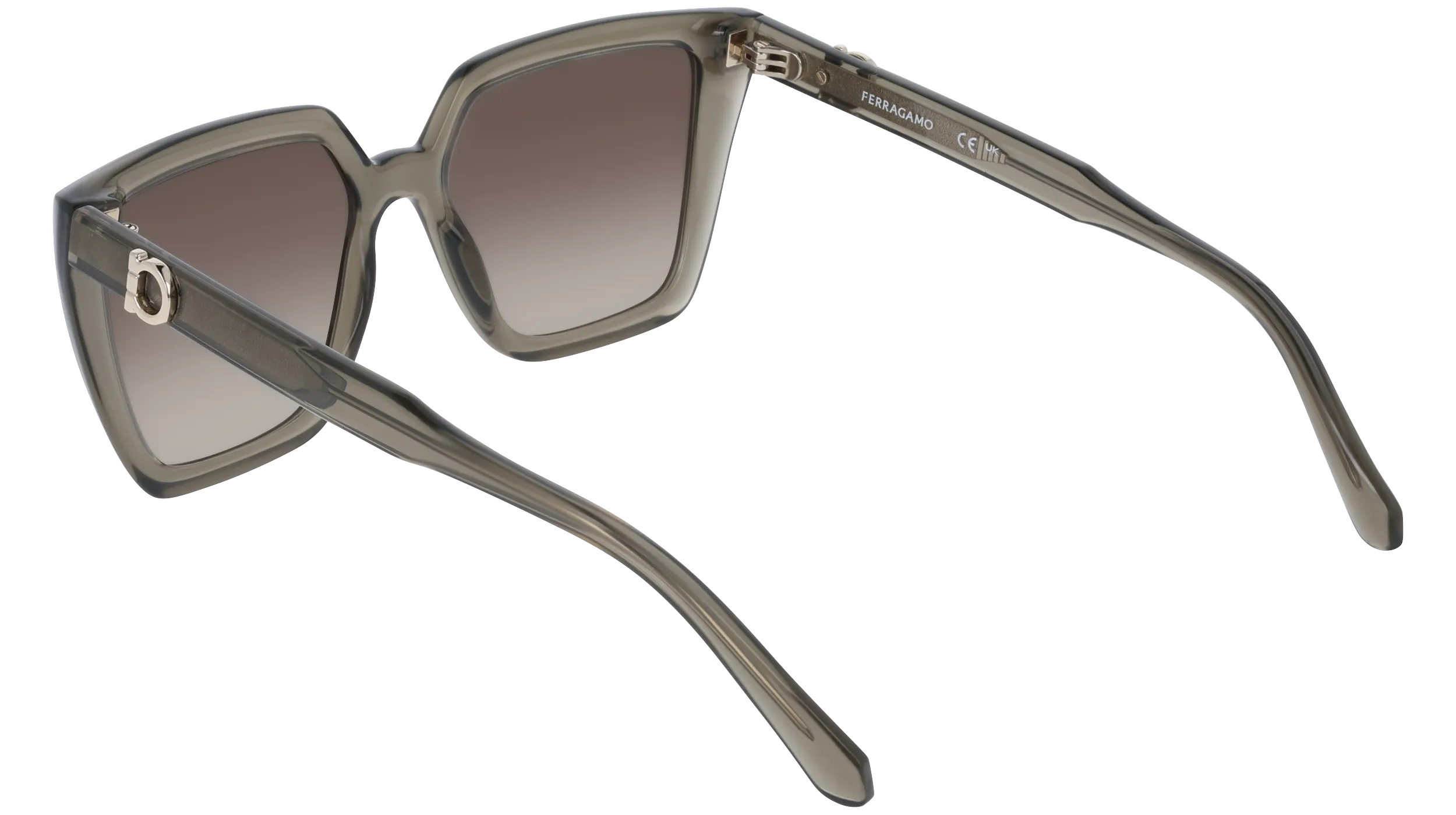 Ferragamo SF2058SE 320 Occhiali da sole Verde Marrone Squadrata Normale - immagine 4
