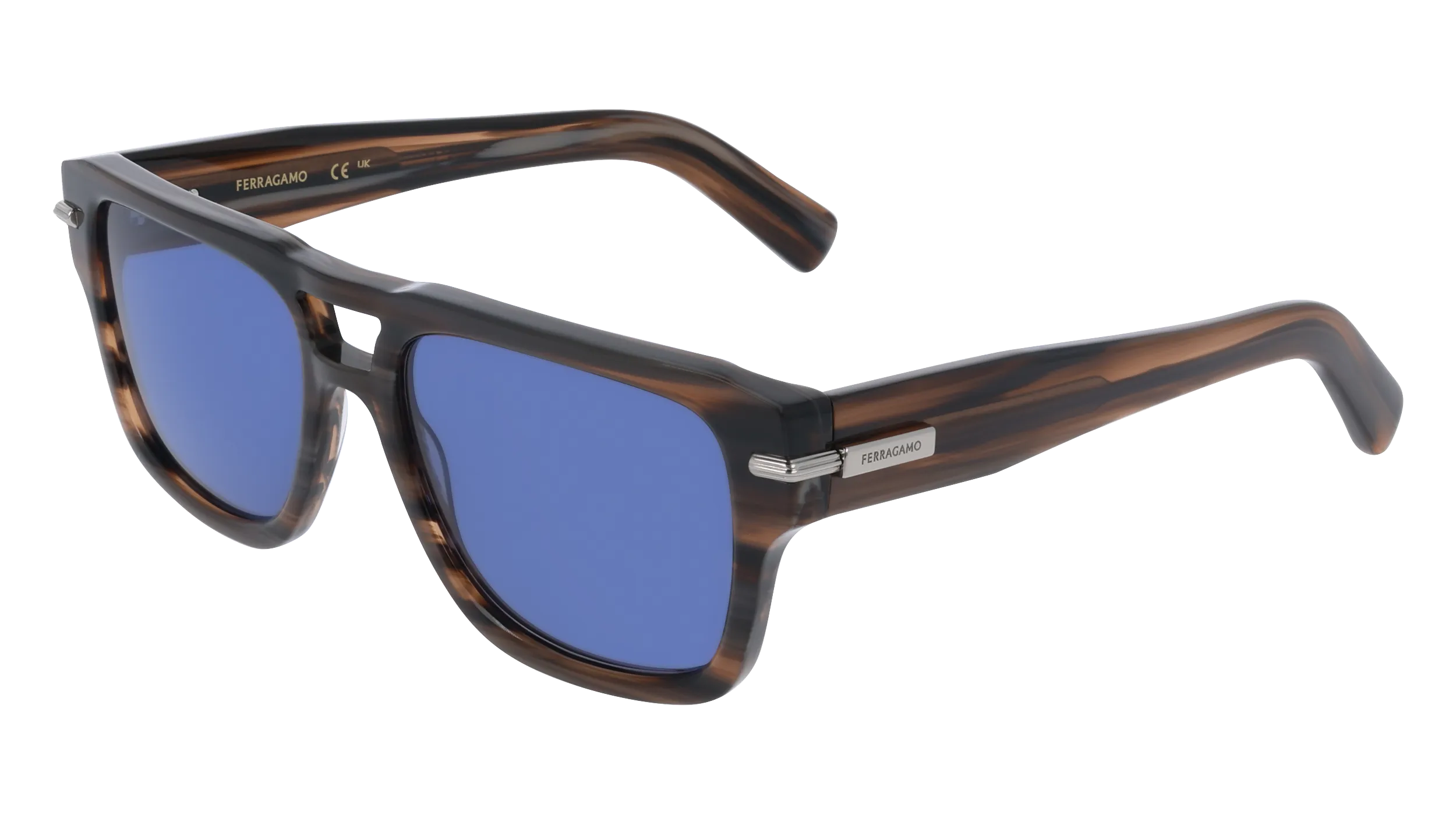 Ferragamo SF2070S 216 Occhiali da sole Acetato Marrone Blu Squadrata Normale - immagine 1