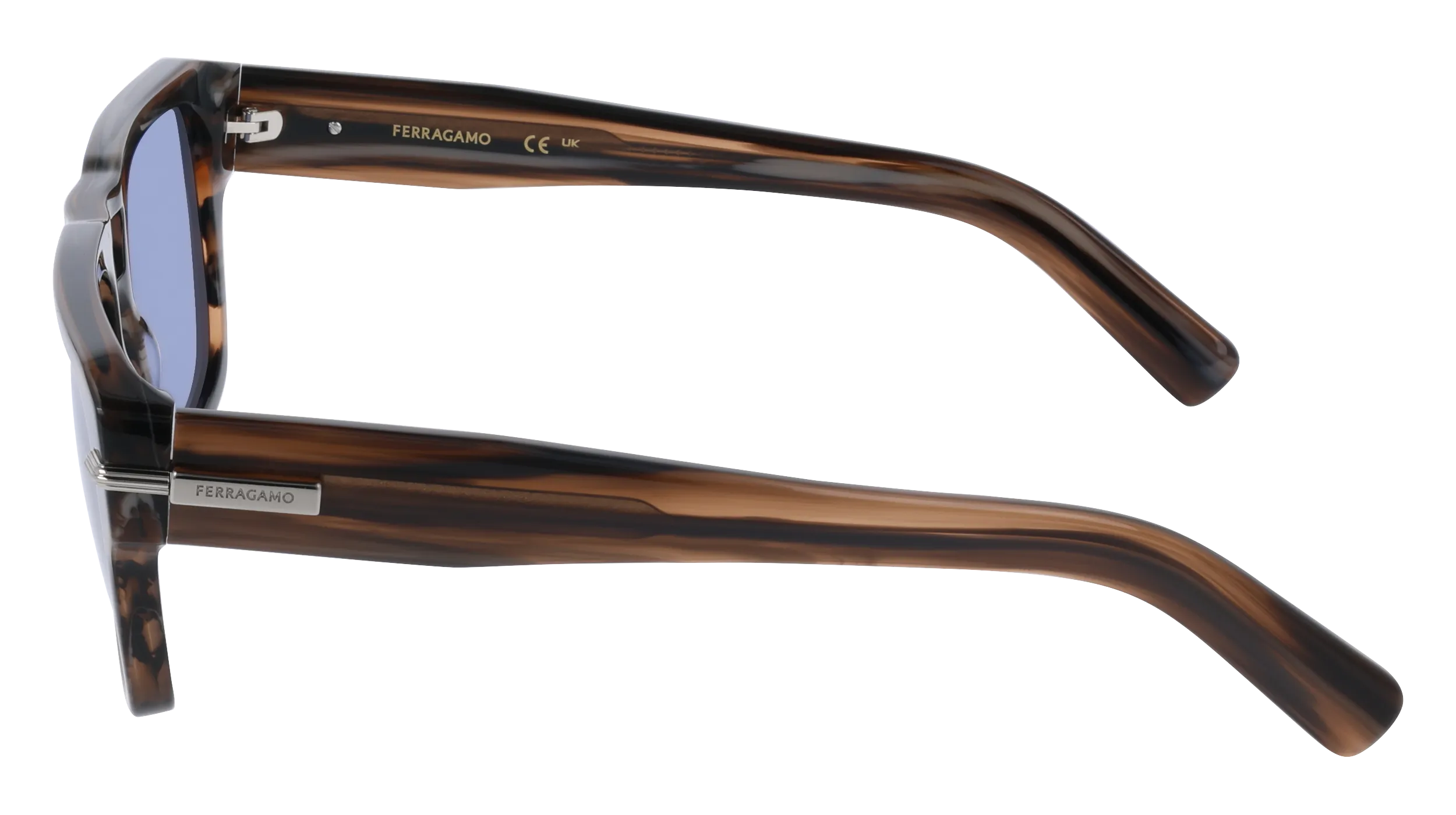 Ferragamo SF2070S 216 Occhiali da sole Acetato Marrone Blu Squadrata Normale - immagine 3