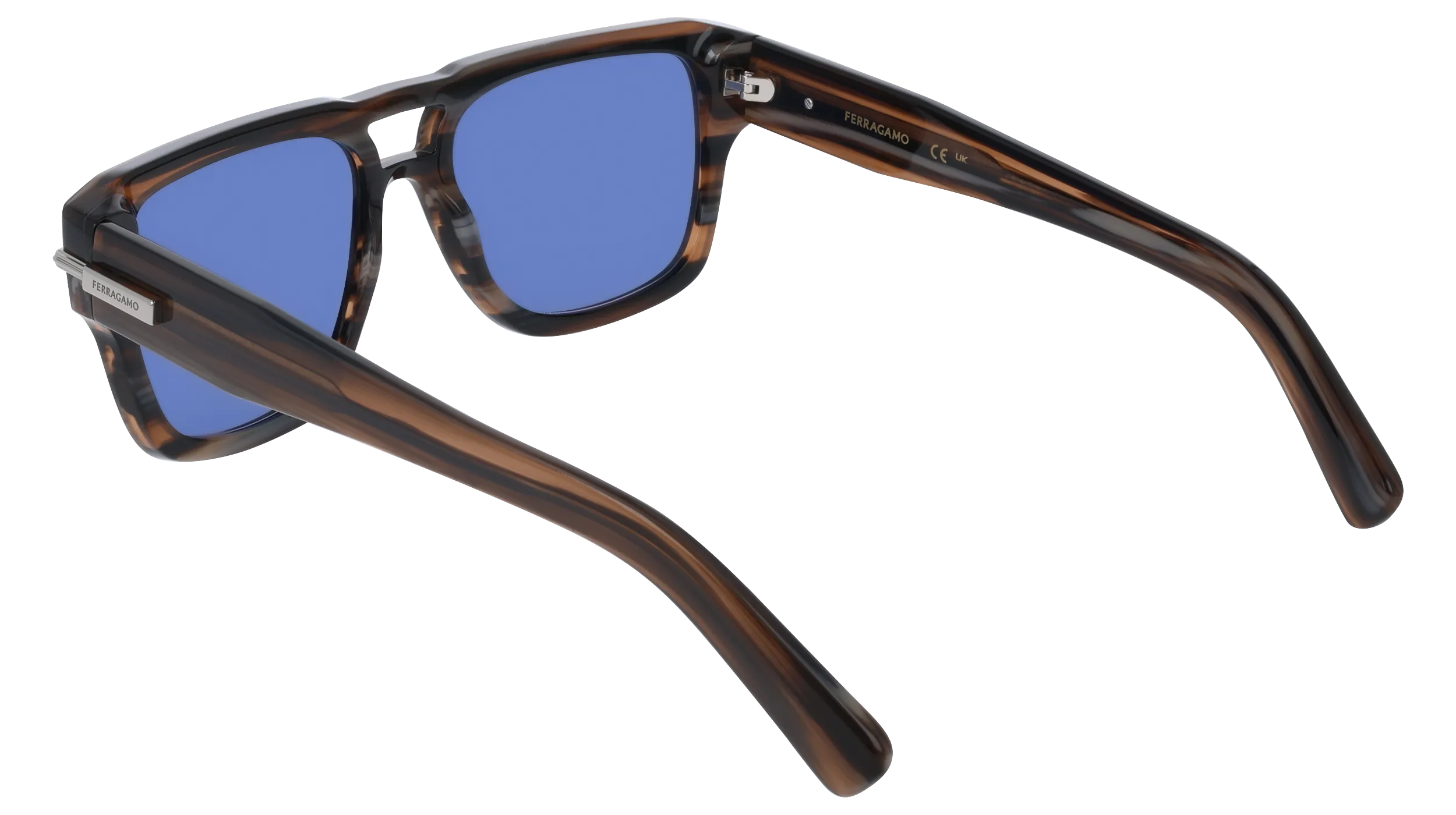 Ferragamo SF2070S 216 Occhiali da sole Acetato Marrone Blu Squadrata Normale - immagine 4
