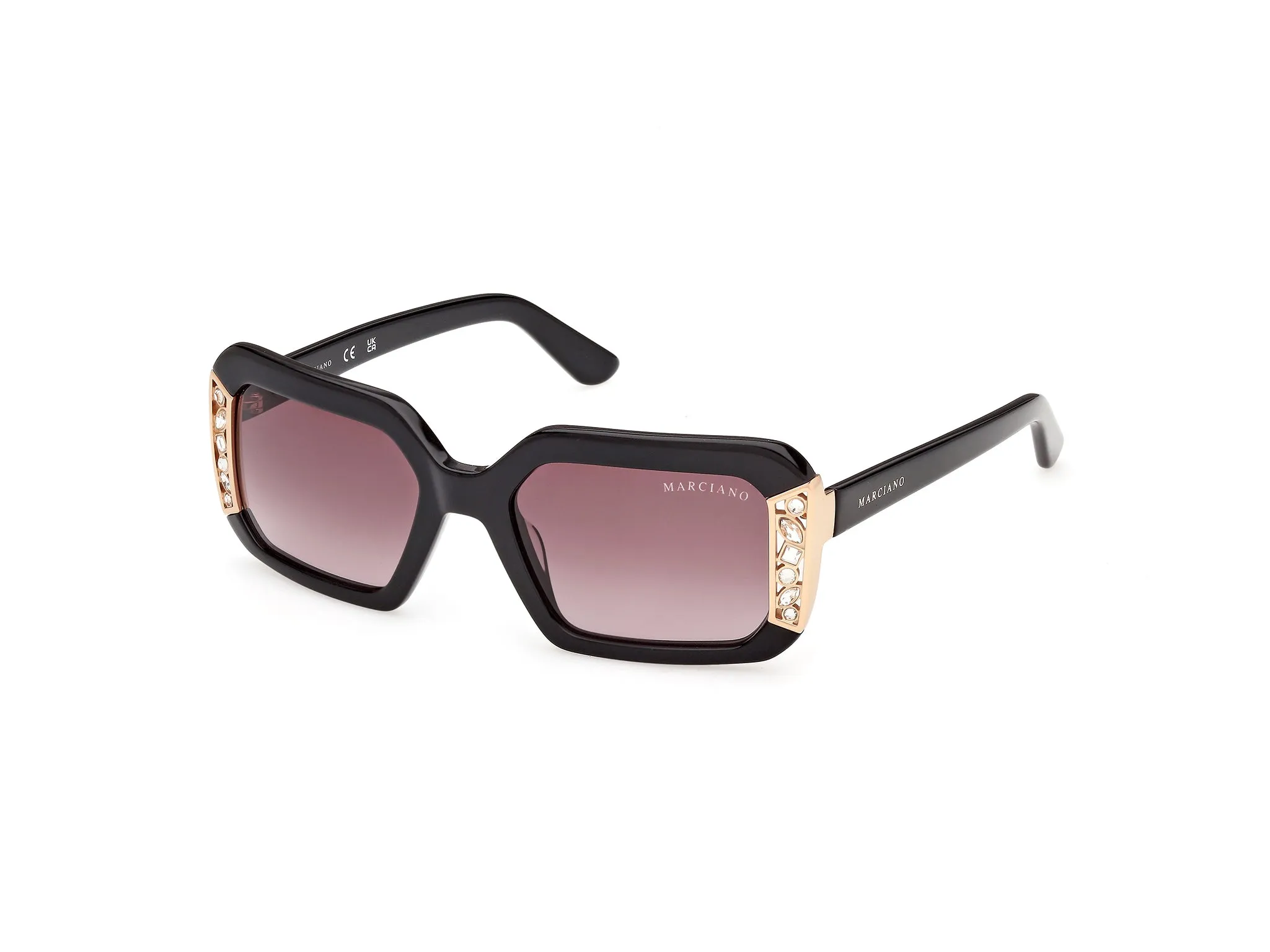 Guess by Marciano GM00042 01F Occhiali da sole Acetato Nero Marrone Geometrica Normale - immagine 1