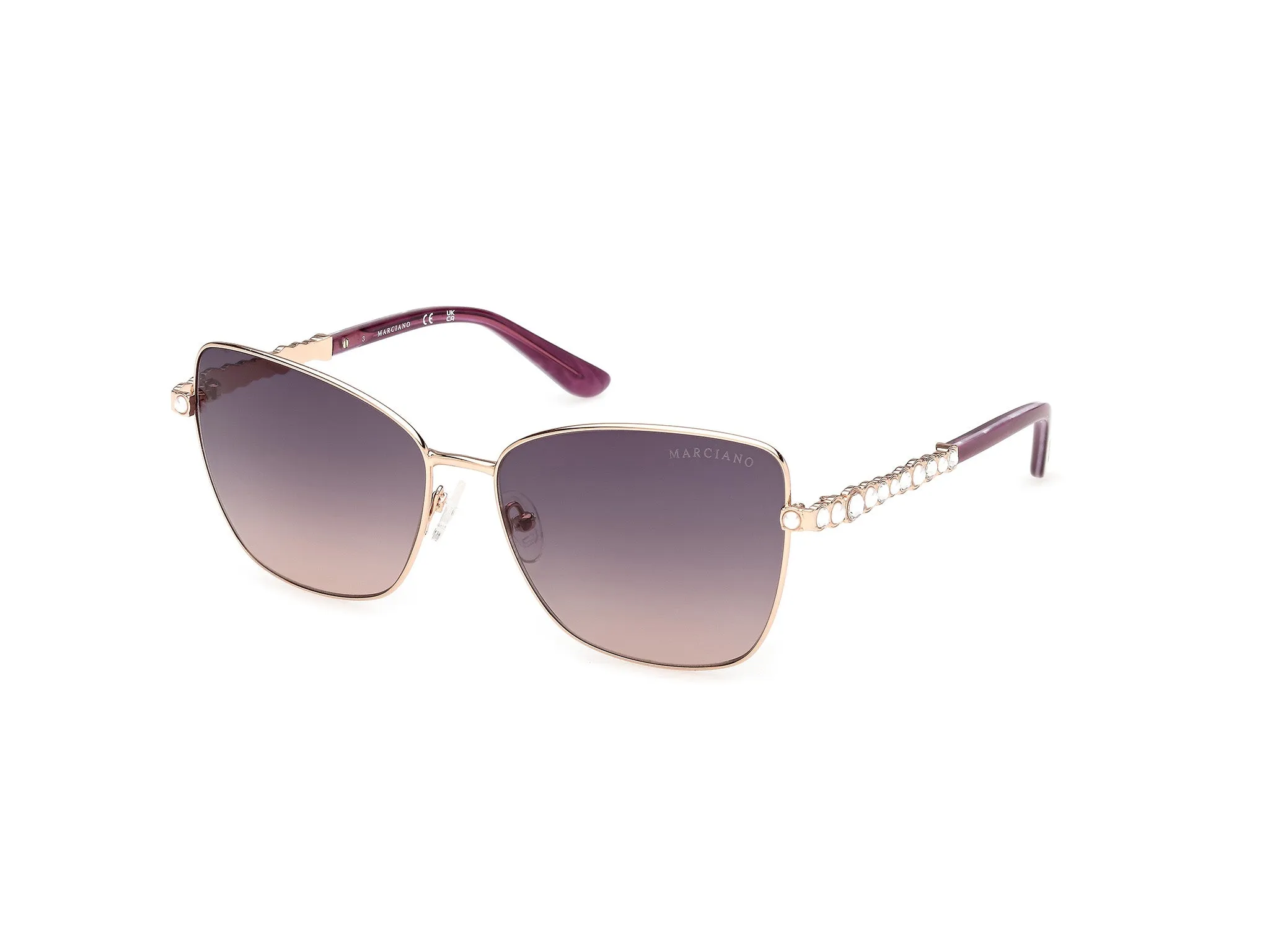 Guess by Marciano GM00037 32Z Occhiali da sole Metallo Oro Viola Farfalla Normale - immagine 1