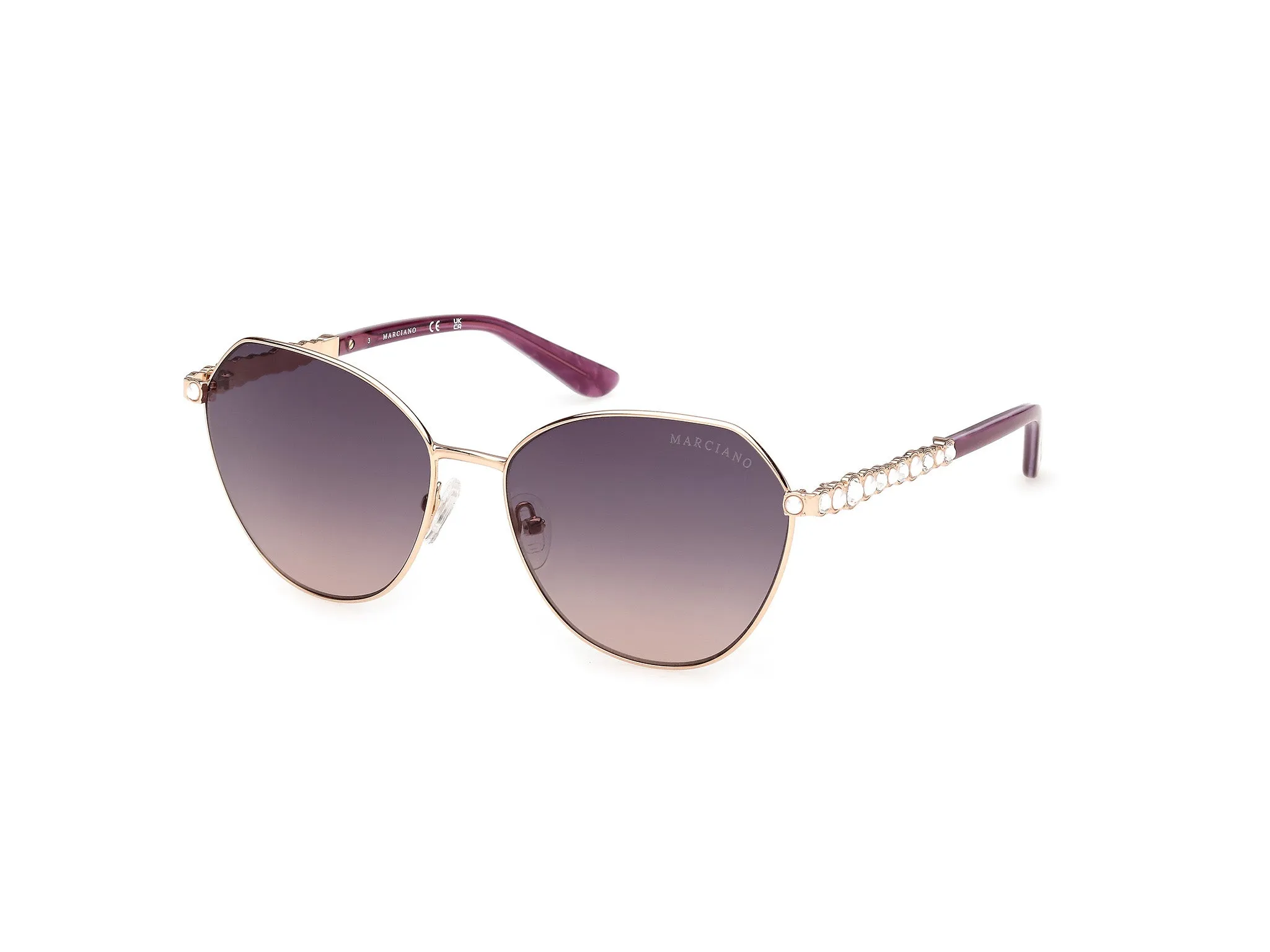 Guess by Marciano GM00036 32Z Occhiali da sole Metallo Oro Viola Rotonda Normale - immagine 1