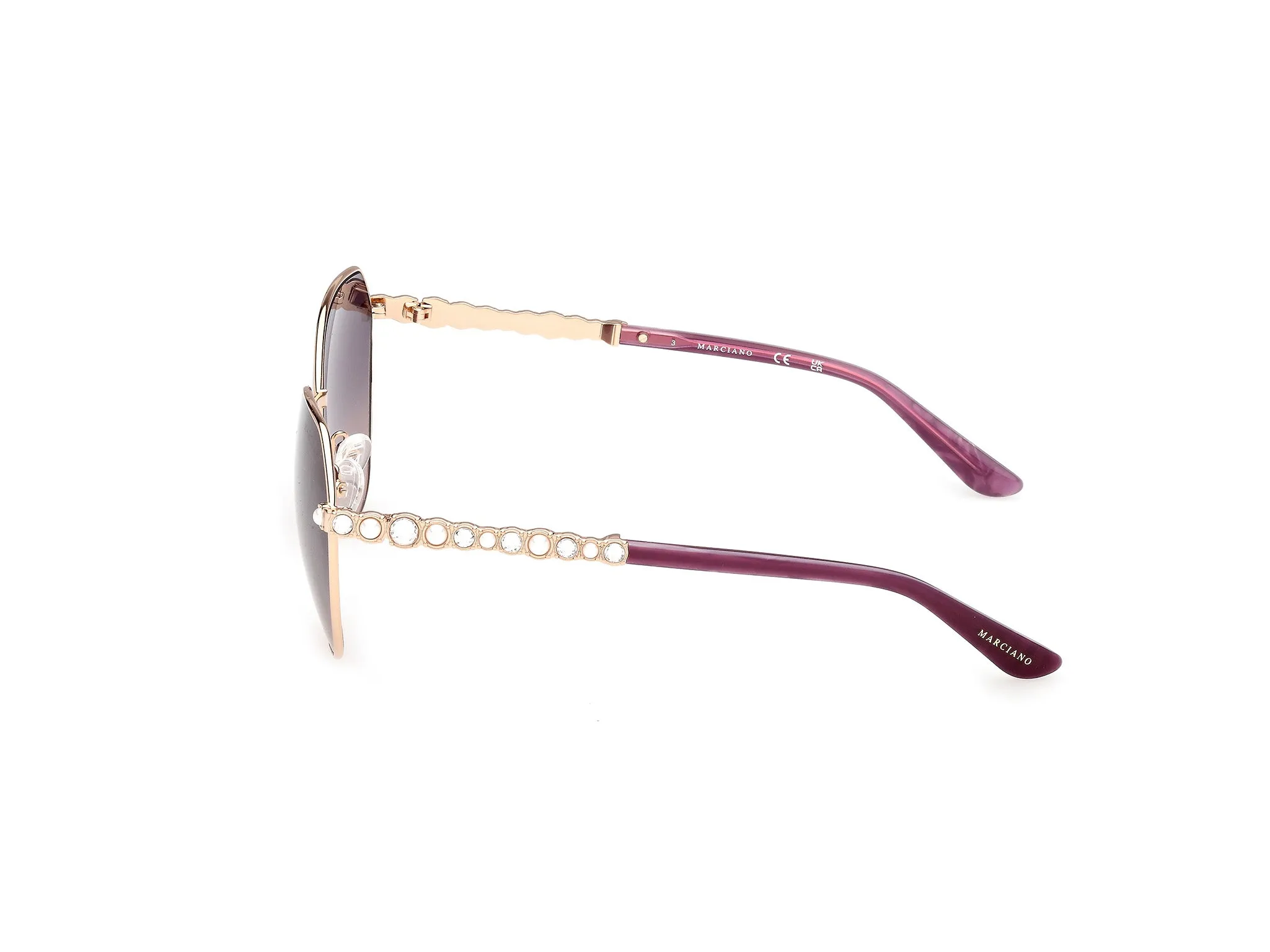 Guess by Marciano GM00036 32Z Occhiali da sole Metallo Oro Viola Rotonda Normale - immagine 3