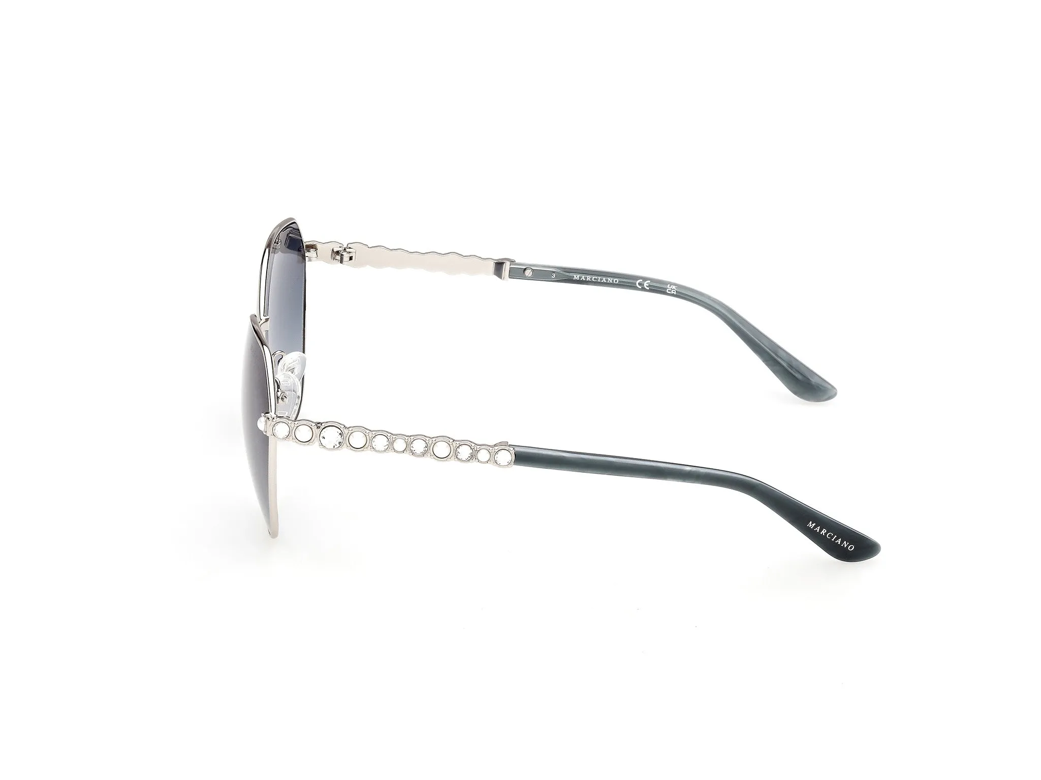 Guess by Marciano GM00036 10W Occhiali da sole Metallo Grigio Blu Rotonda Normale - immagine 3