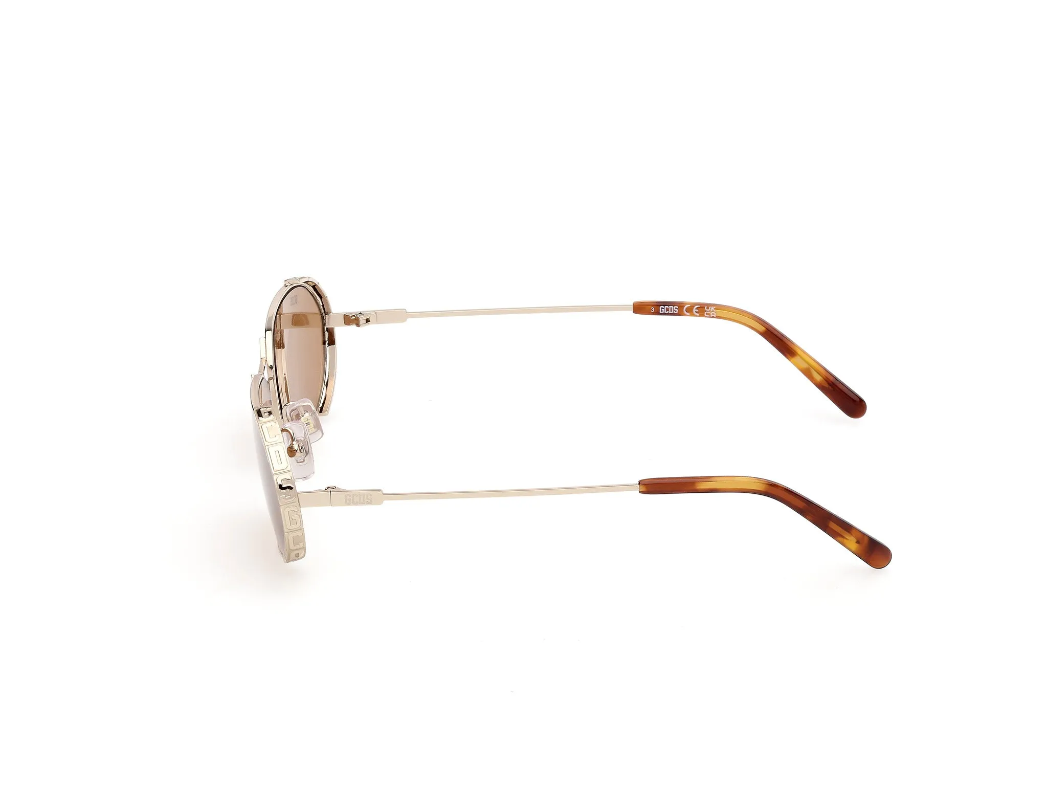 GCDS GD0078 32J Occhiali da sole Metallo Oro Roviex Rotonda Normale - immagine 3