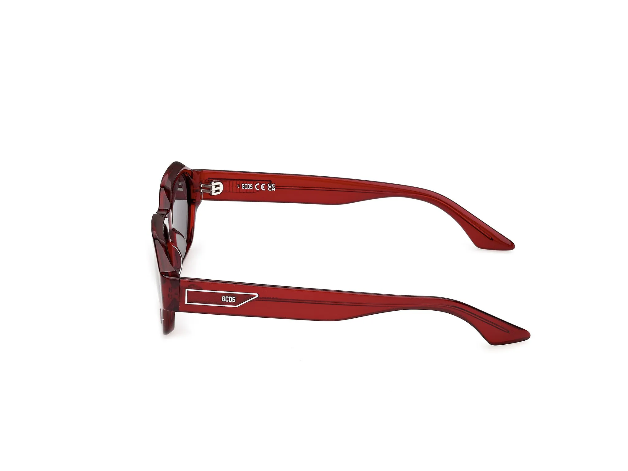 GCDS GD0076 69A Occhiali da sole Acetato Bordeaux Fumo Geometrica Normale - immagine 3