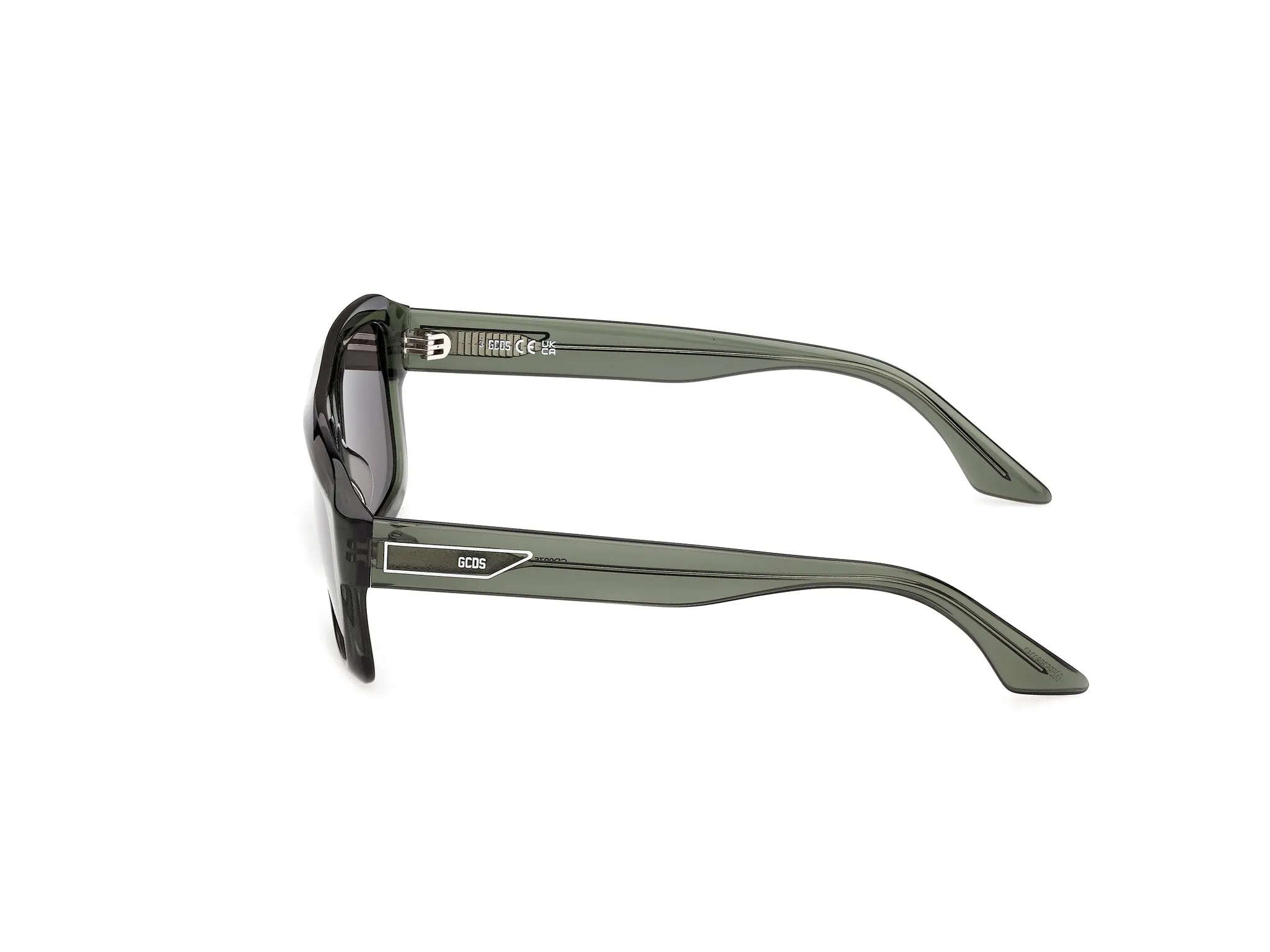 GCDS GD0075 96A Occhiali da sole Acetato Verde Fumo Squadrata Normale - immagine 3