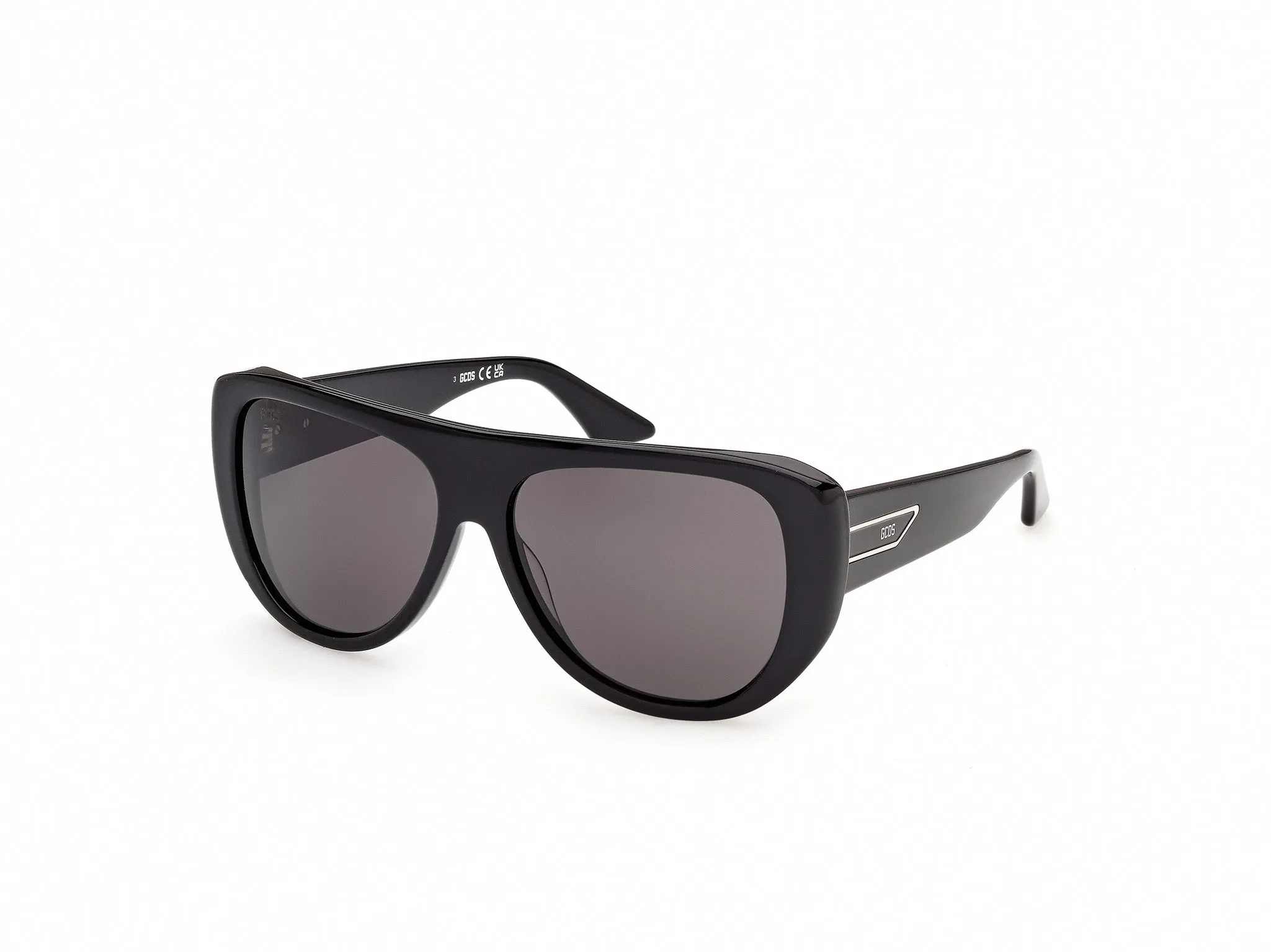GCDS GD0074 01A Occhiali da sole Acetato Nero Fumo Maschera Normale - immagine 1