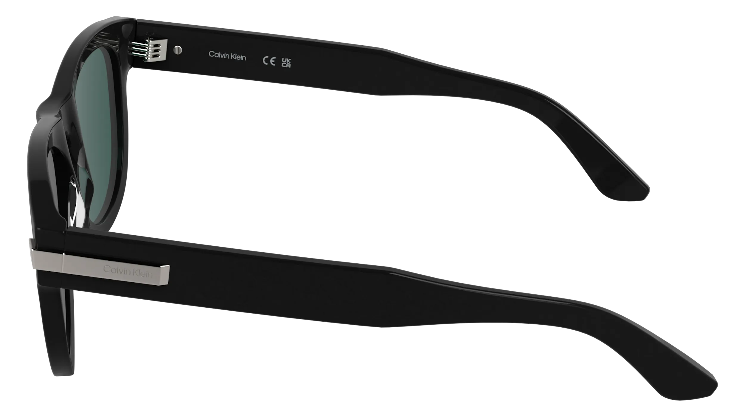 Calvin Klein CK25532S 001 Occhiali da sole Acetato Nero Verde / Petrolio Pilot Normale - immagine 3