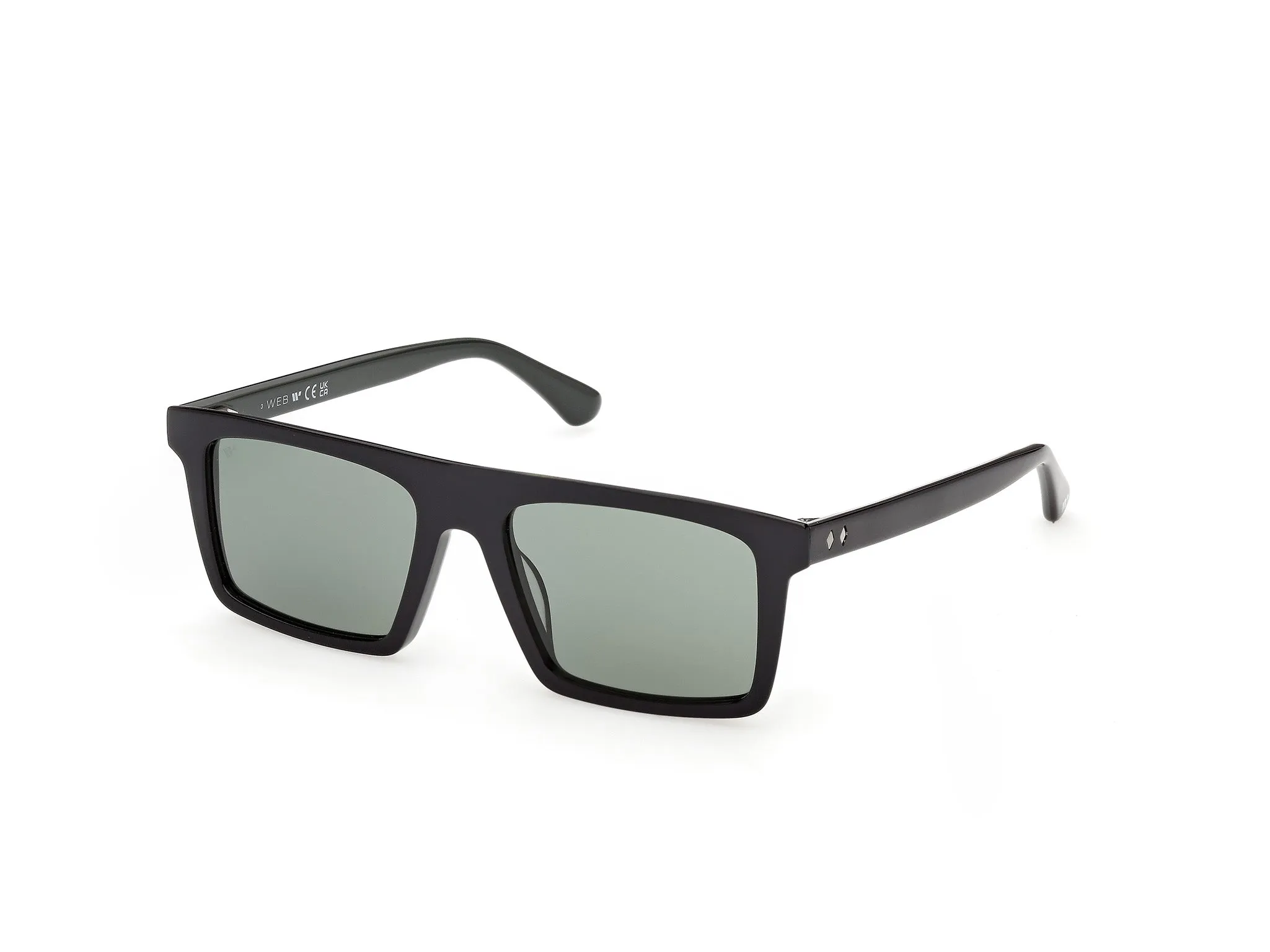 Web WE0397 05N Occhiali da sole Acetato Nero Verde Squadrata Normale - immagine 1