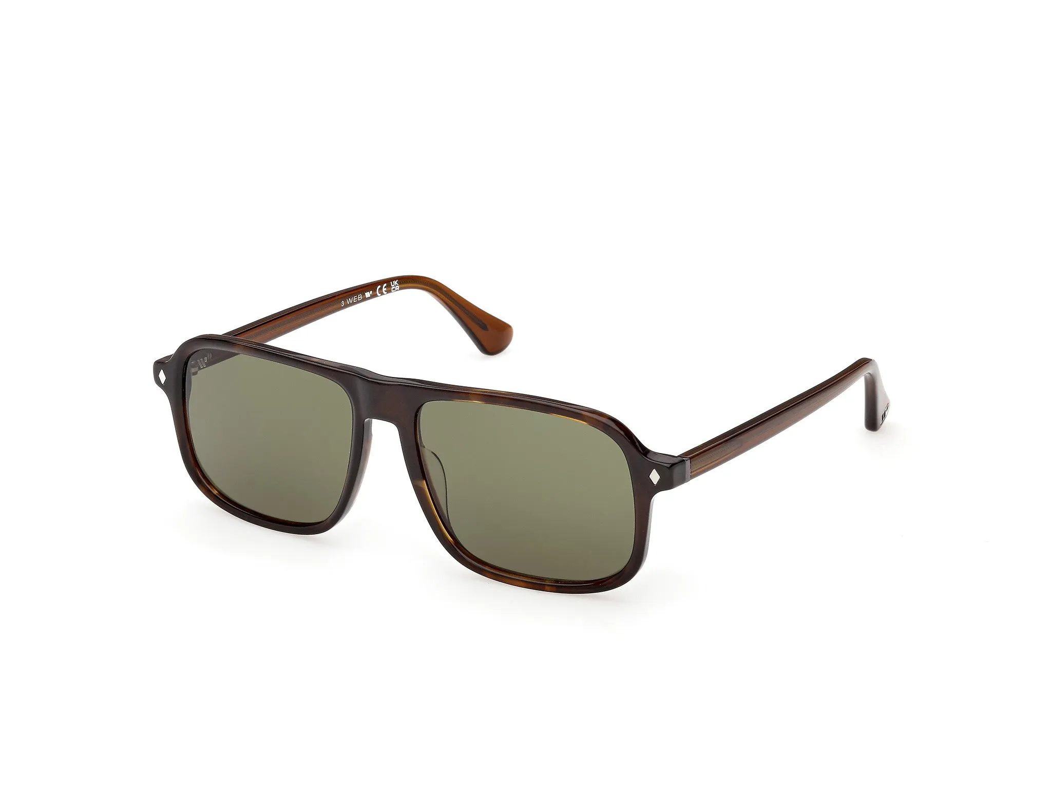 Web WE0396 56N Occhiali da sole Acetato Havana Verde Squadrata Normale - immagine 1