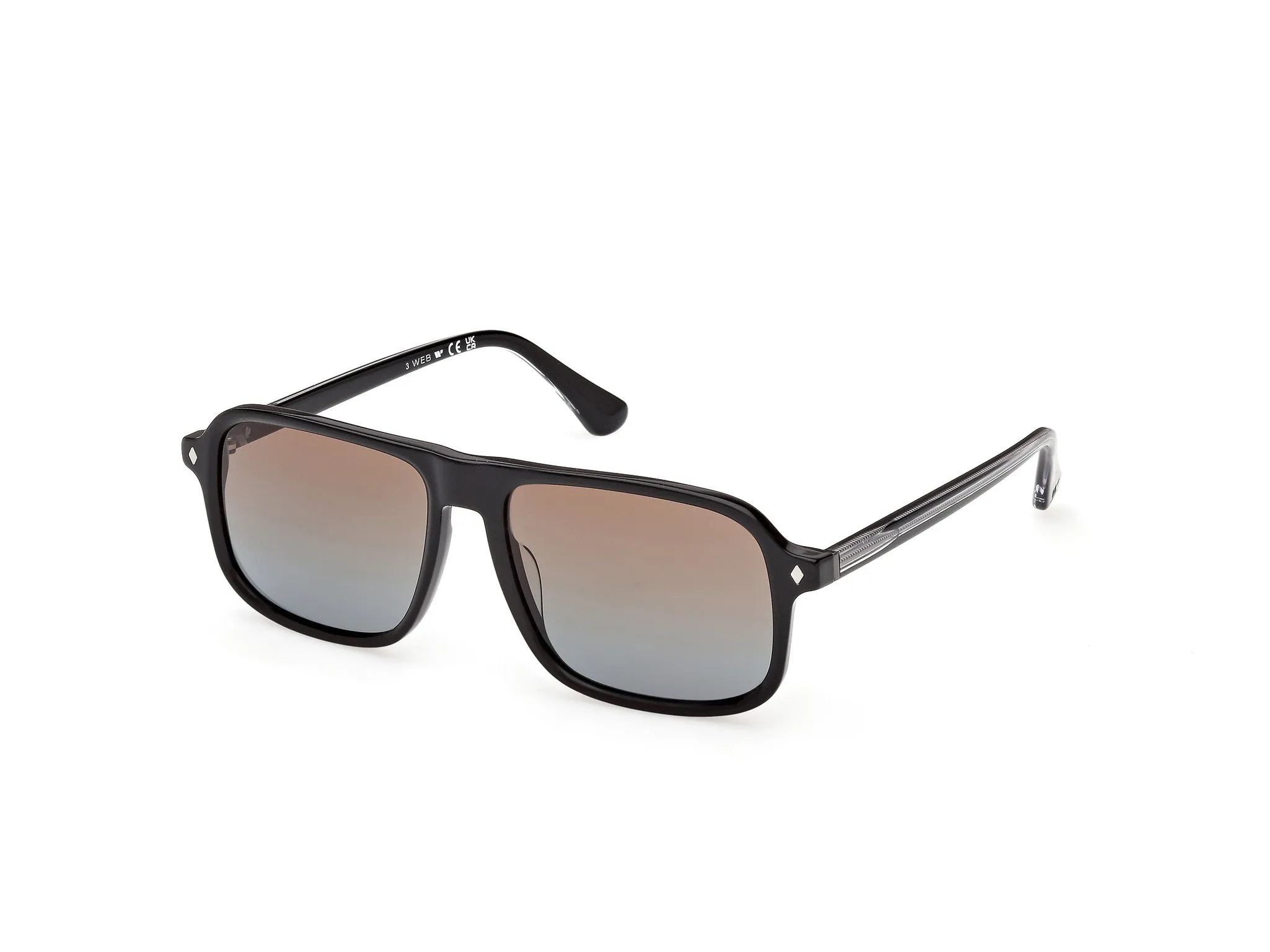 Web WE0396 05F Occhiali da sole Acetato Nero Marrone Squadrata Normale - immagine 1
