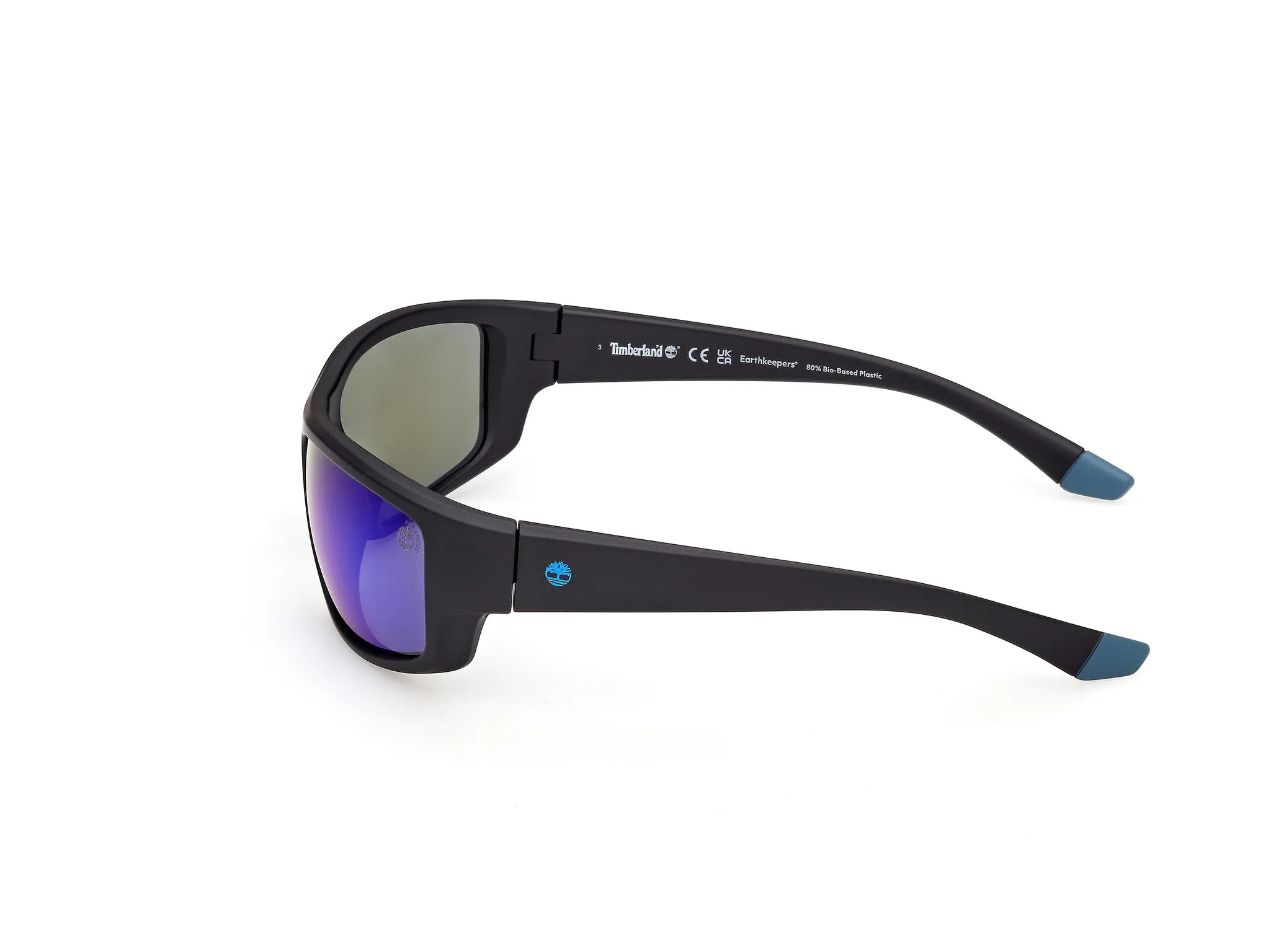 Timberland TB00081 02D Occhiali da sole Iniettato Nero Blu Squadrata Polarizzata - immagine 3