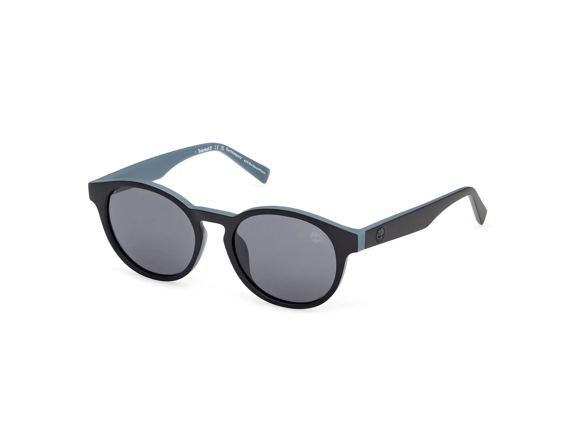 Timberland TB00077 02D Occhiali da sole Iniettato Nero Blu Rotonda Polarizzata - immagine 1