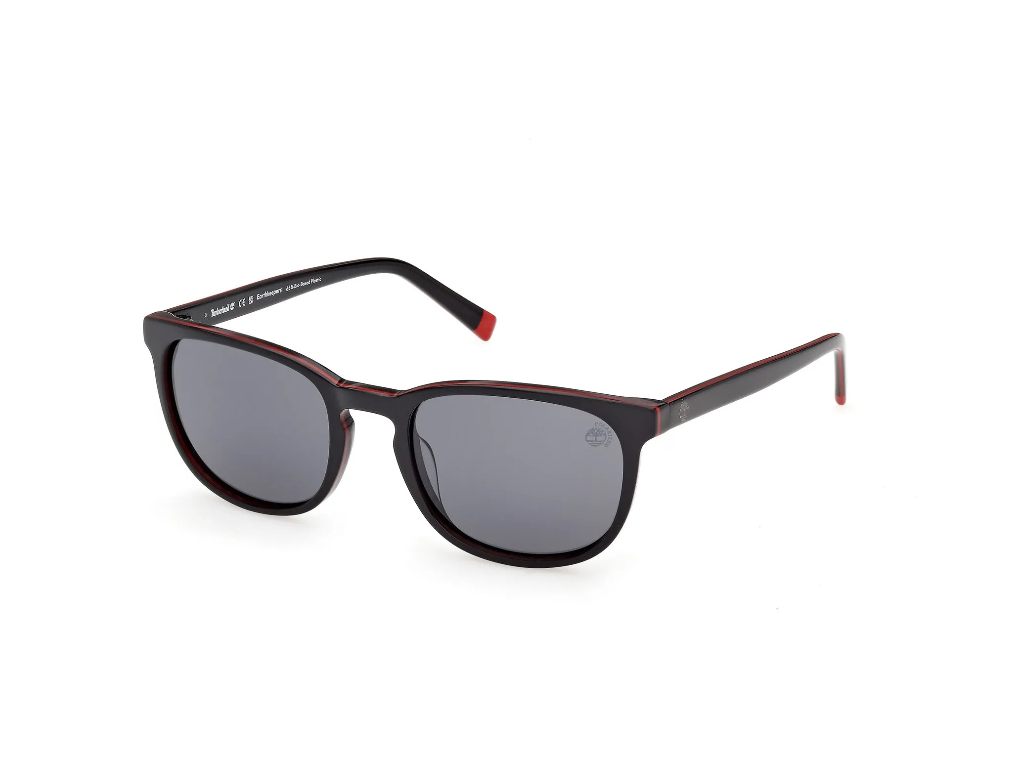 Timberland TB00074 01D Occhiali da sole Acetato Nero Fumo Rotonda Polarizzata - immagine 1