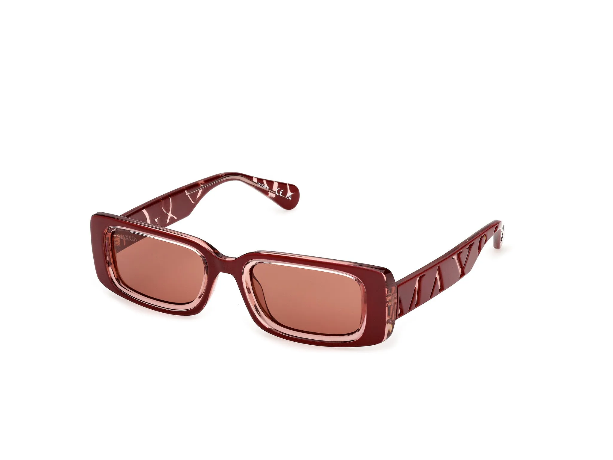 MAX&Co MO0156 66E Occhiali da sole Iniettato Rosso Marrone Squadrata Normale - immagine 1