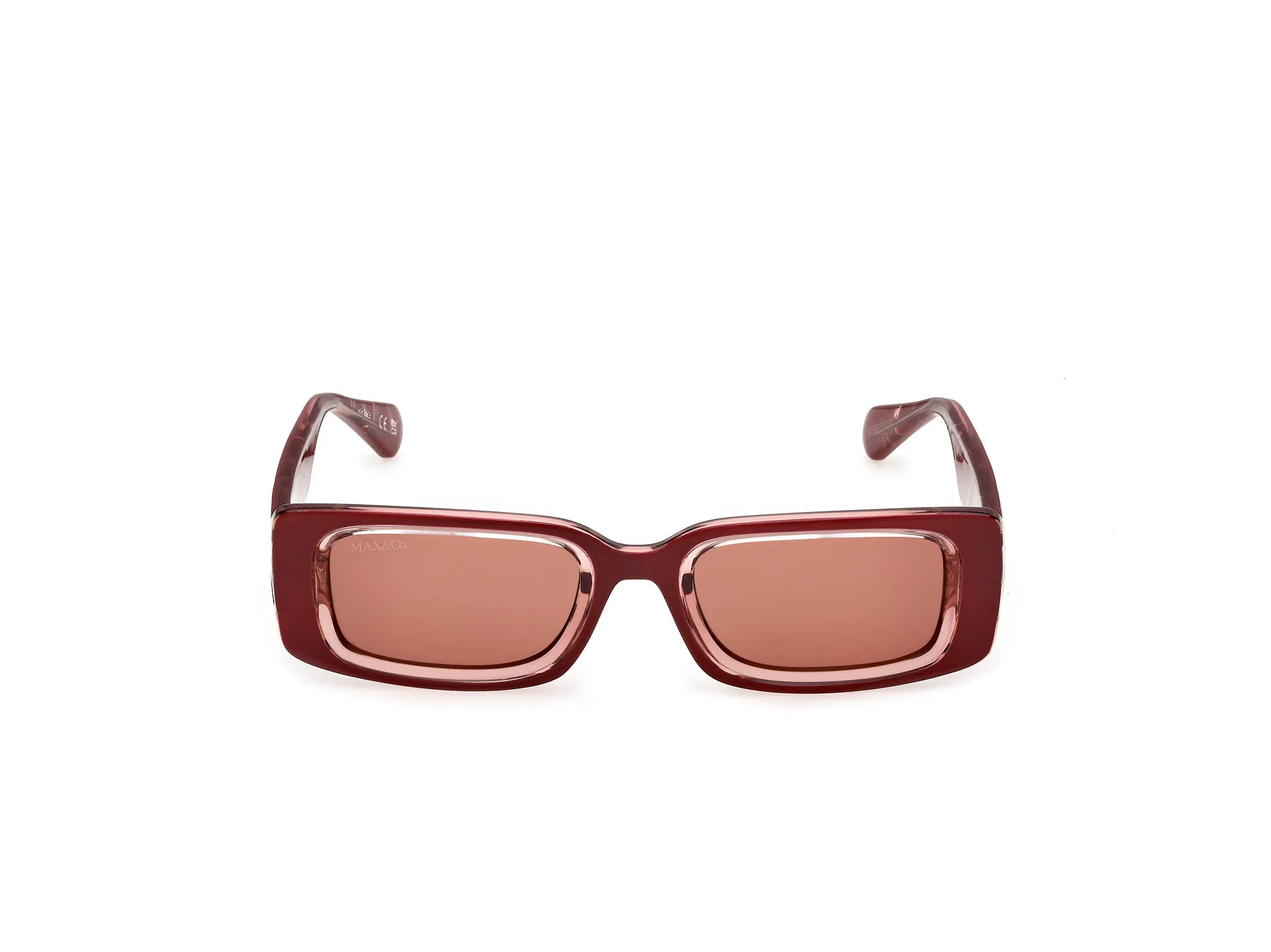 MAX&Co MO0156 66E Occhiali da sole Iniettato Rosso Marrone Squadrata Normale - immagine 2