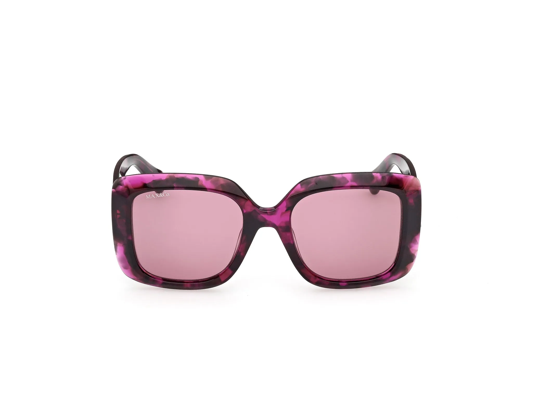 MAX&Co MO0153 55Y Occhiali da sole Acetato Havana Viola Squadrata Normale - immagine 2