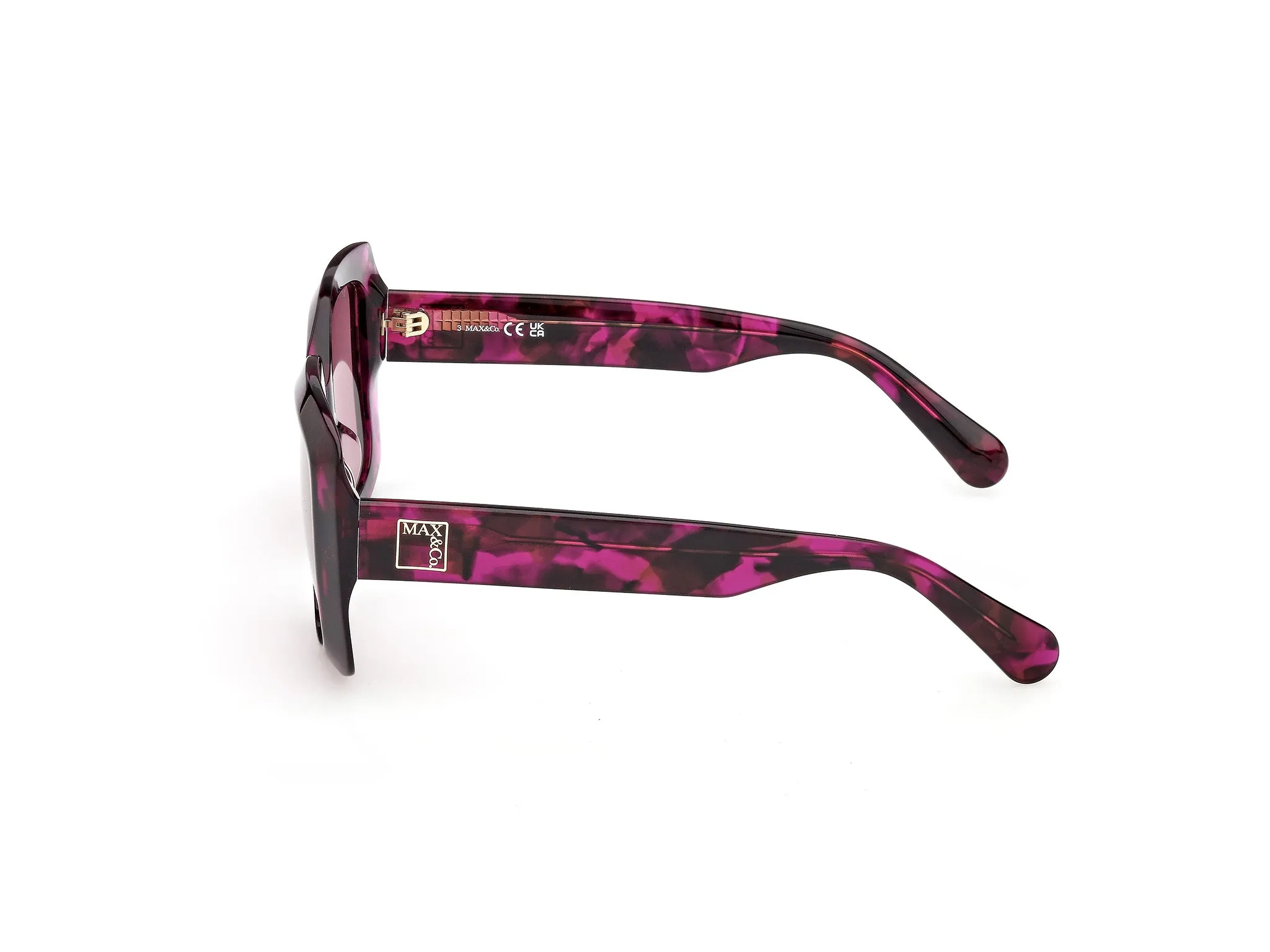 MAX&Co MO0153 55Y Occhiali da sole Acetato Havana Viola Squadrata Normale - immagine 3