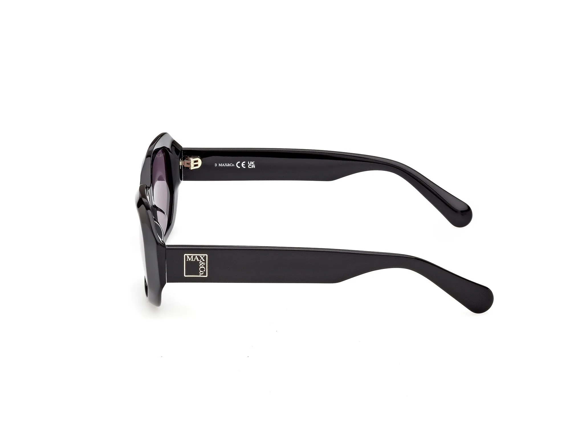 MAX&Co MO0152 01A Occhiali da sole Acetato Nero Fumo Geometrica Normale - immagine 3