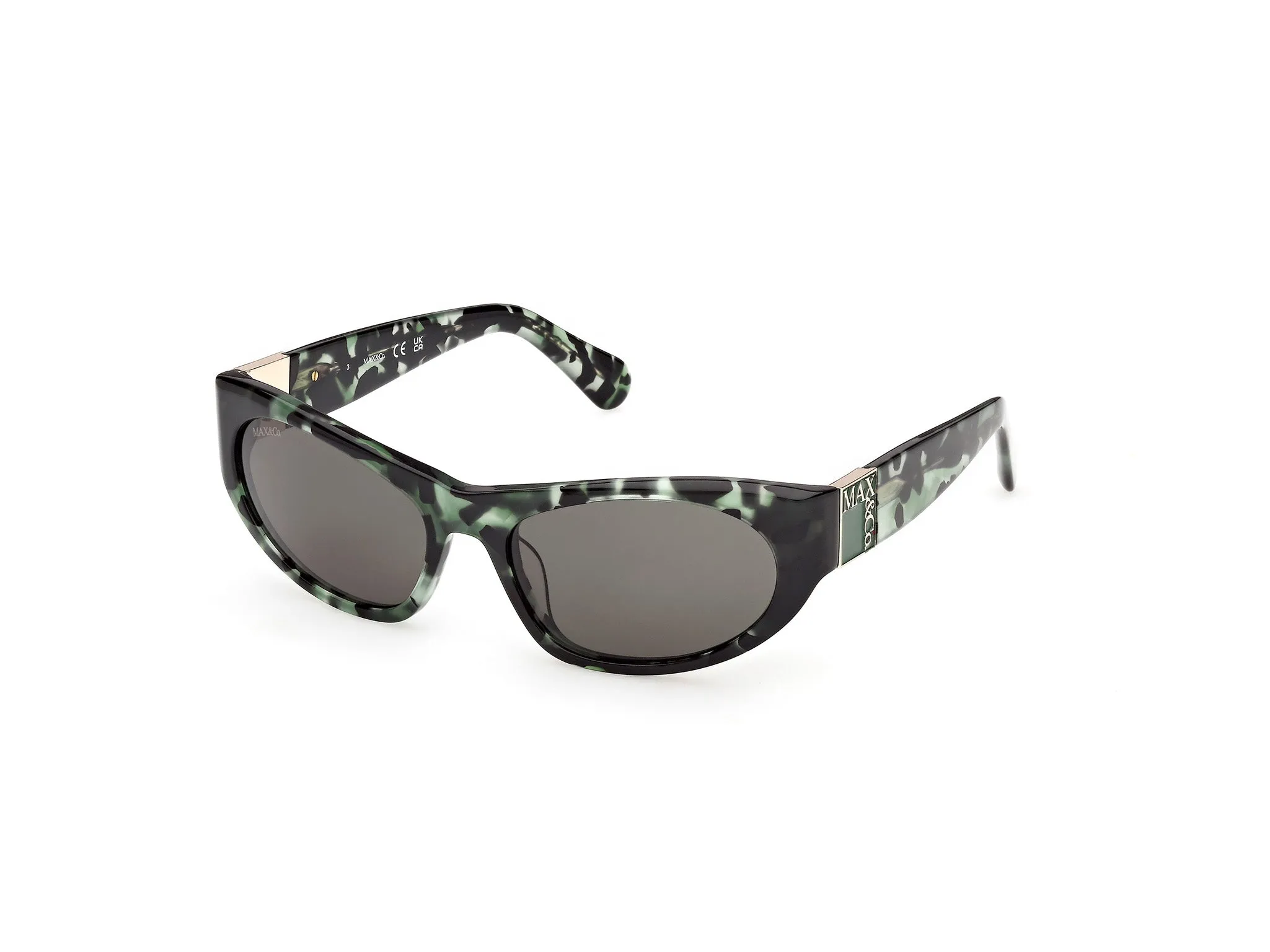 MAX&Co MO0151 55N Occhiali da sole Acetato Havana Verde Cat Eye Normale - immagine 1