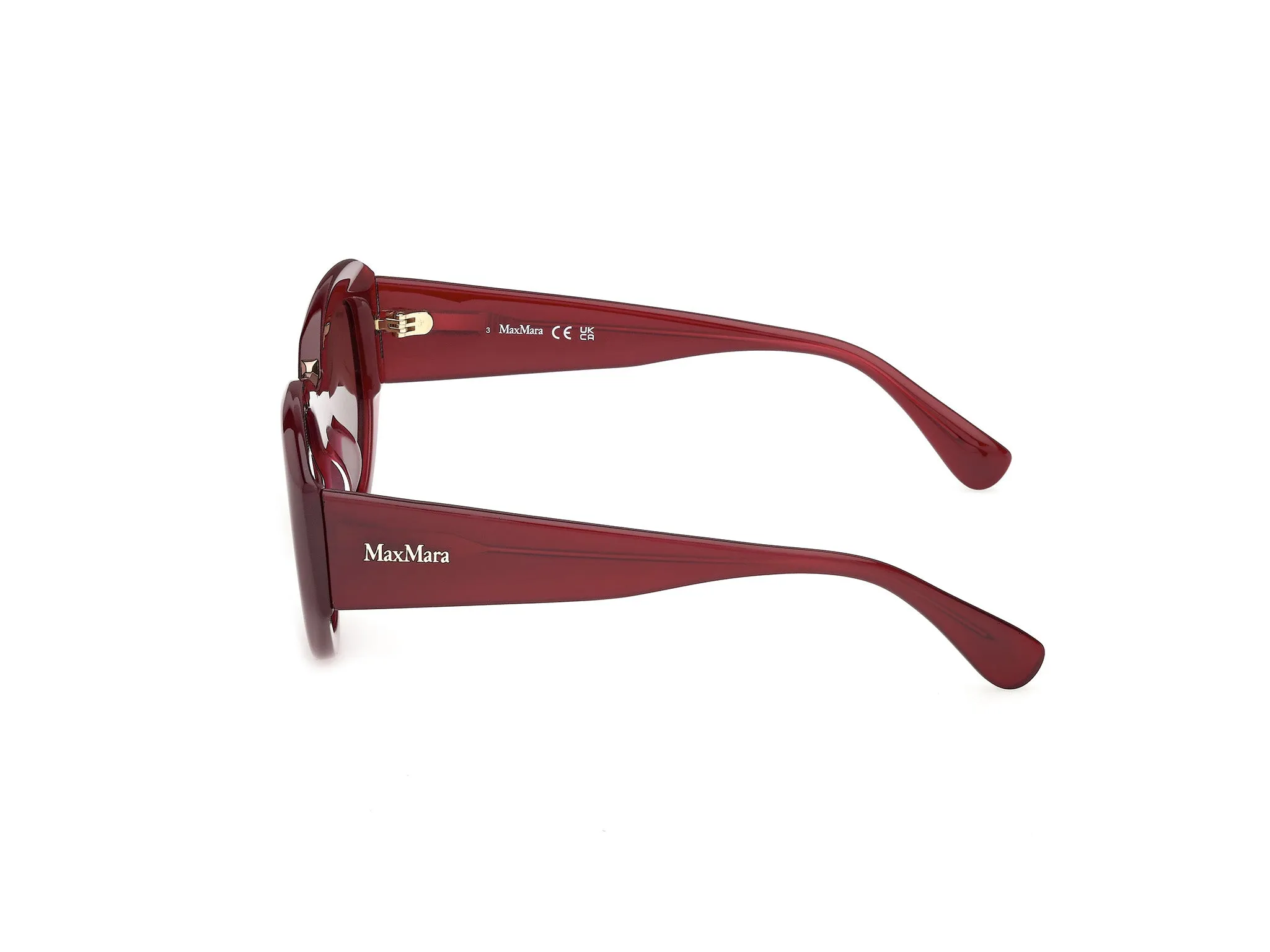 Max Mara MM0198 69S Occhiali da sole Acetato Bordeaux Bordeaux Rotonda Normale - immagine 3