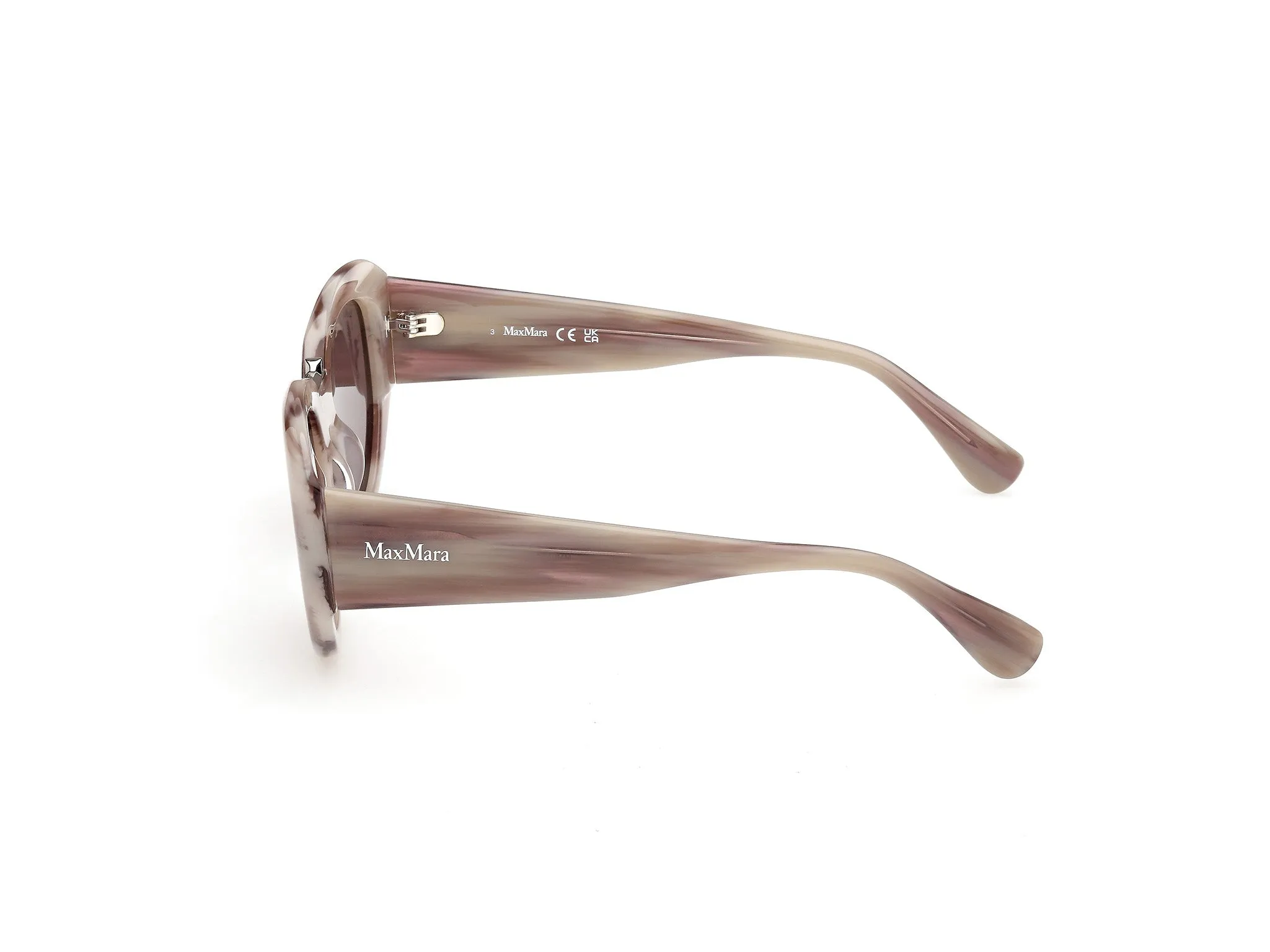 Max Mara MM0198 20E Occhiali da sole Acetato Beige Marrone Rotonda Normale - immagine 3