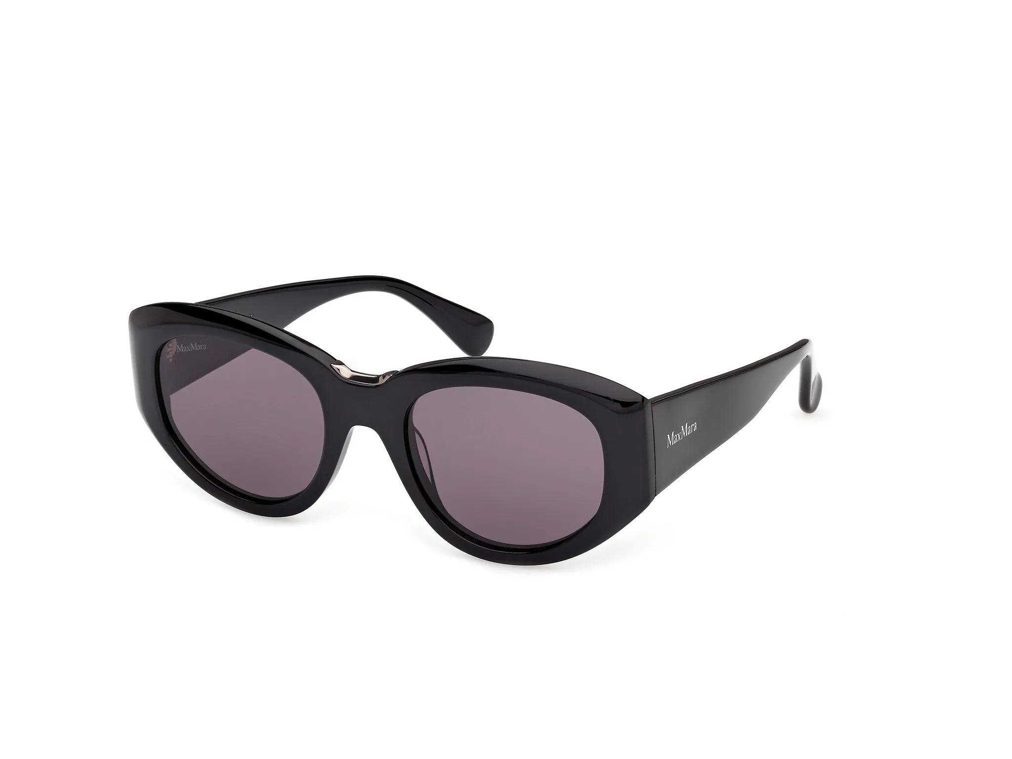 Max Mara MM0198 01A Occhiali da sole Acetato Nero Fumo Rotonda Normale - immagine 1