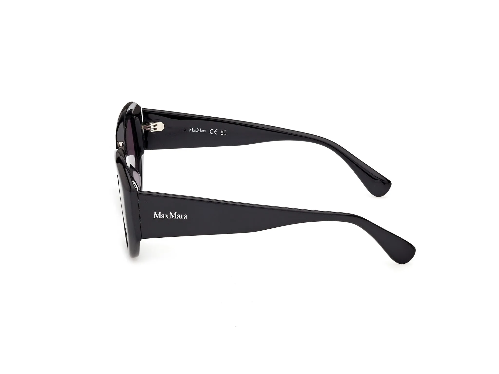 Max Mara MM0198 01A Occhiali da sole Acetato Nero Fumo Rotonda Normale - immagine 3