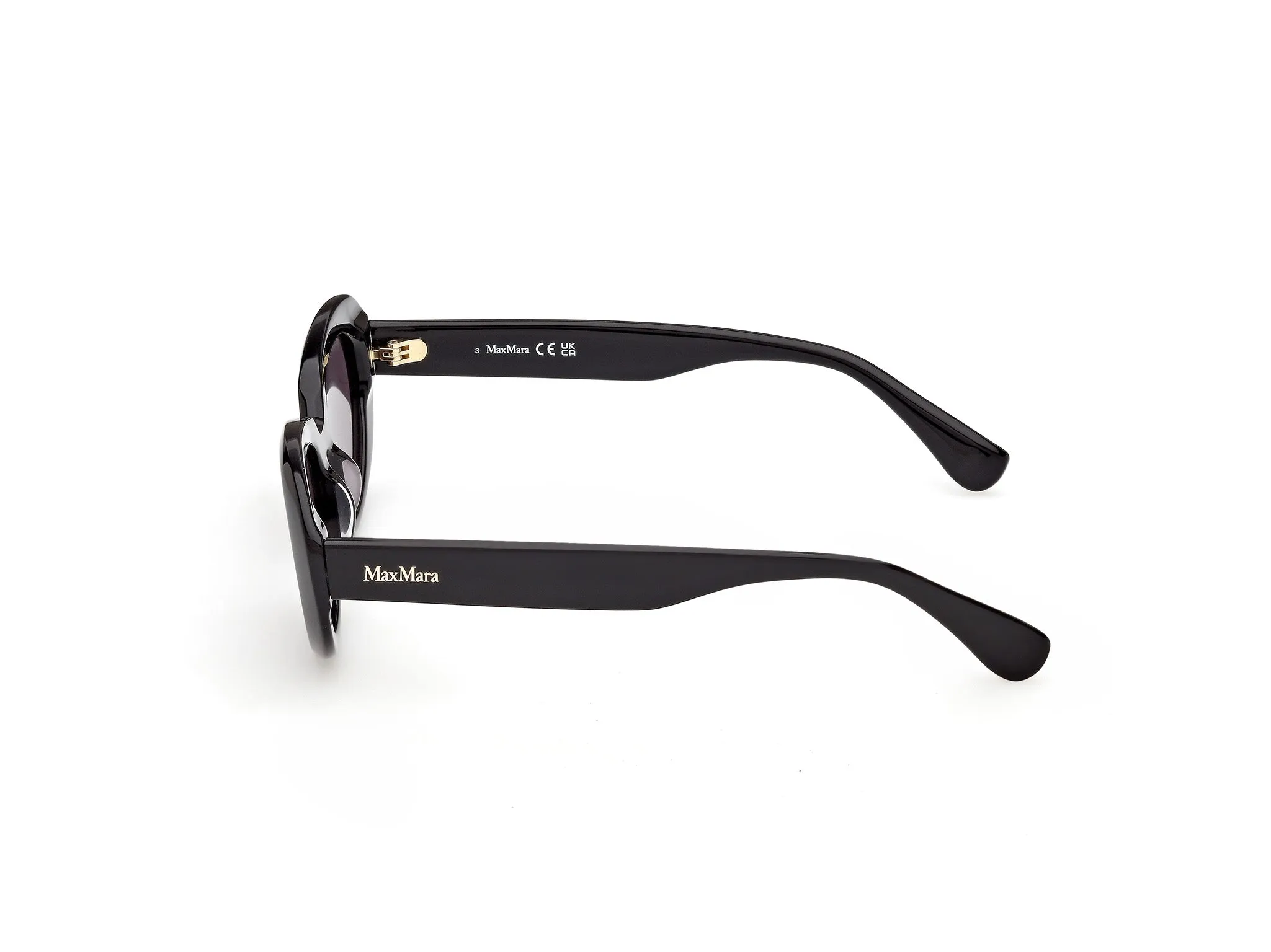 Max Mara MM0196 01A Occhiali da sole Acetato Nero Fumo Rotonda Normale - immagine 3
