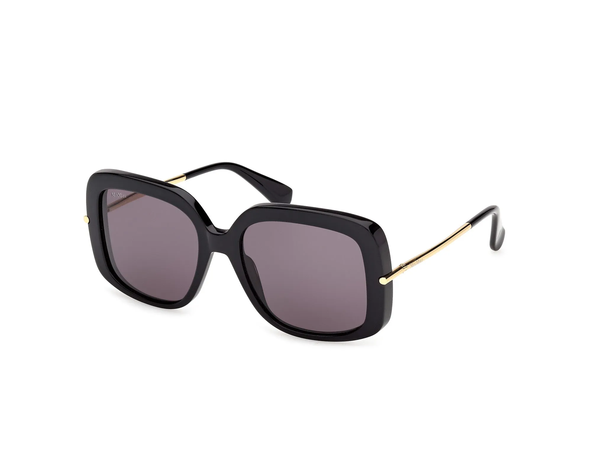 Max Mara MM0195 01A Occhiali da sole Acetato Nero Fumo Rotonda Normale - immagine 1
