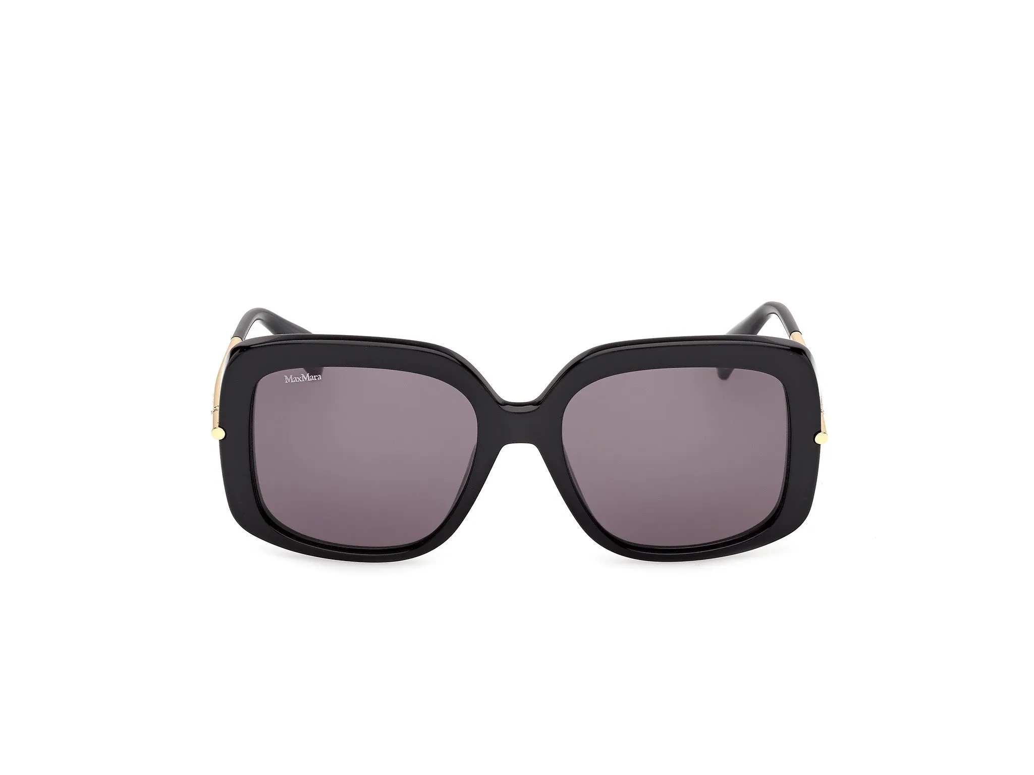 Max Mara MM0195 01A Occhiali da sole Acetato Nero Fumo Rotonda Normale - immagine 2