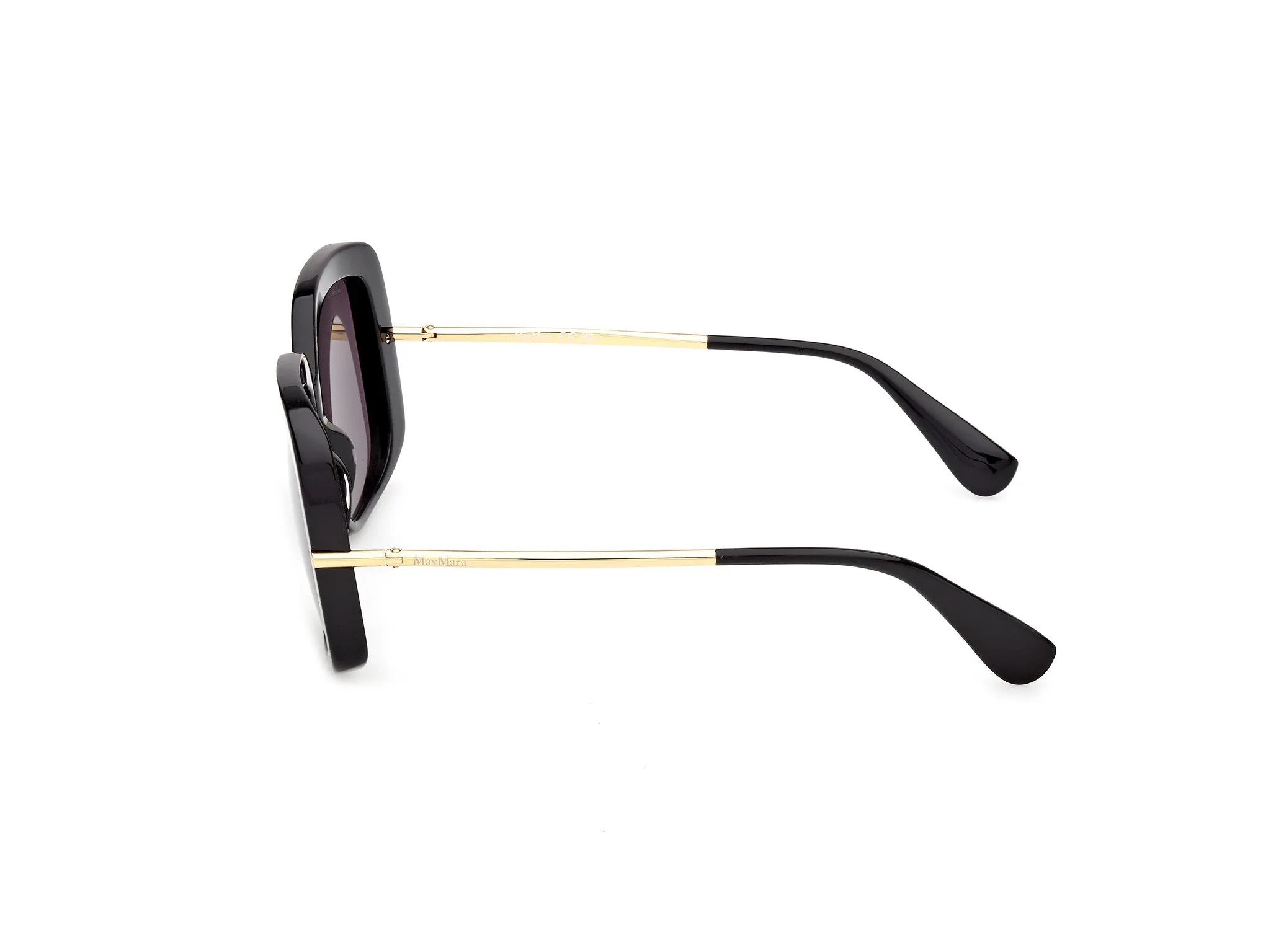 Max Mara MM0195 01A Occhiali da sole Acetato Nero Fumo Rotonda Normale - immagine 3