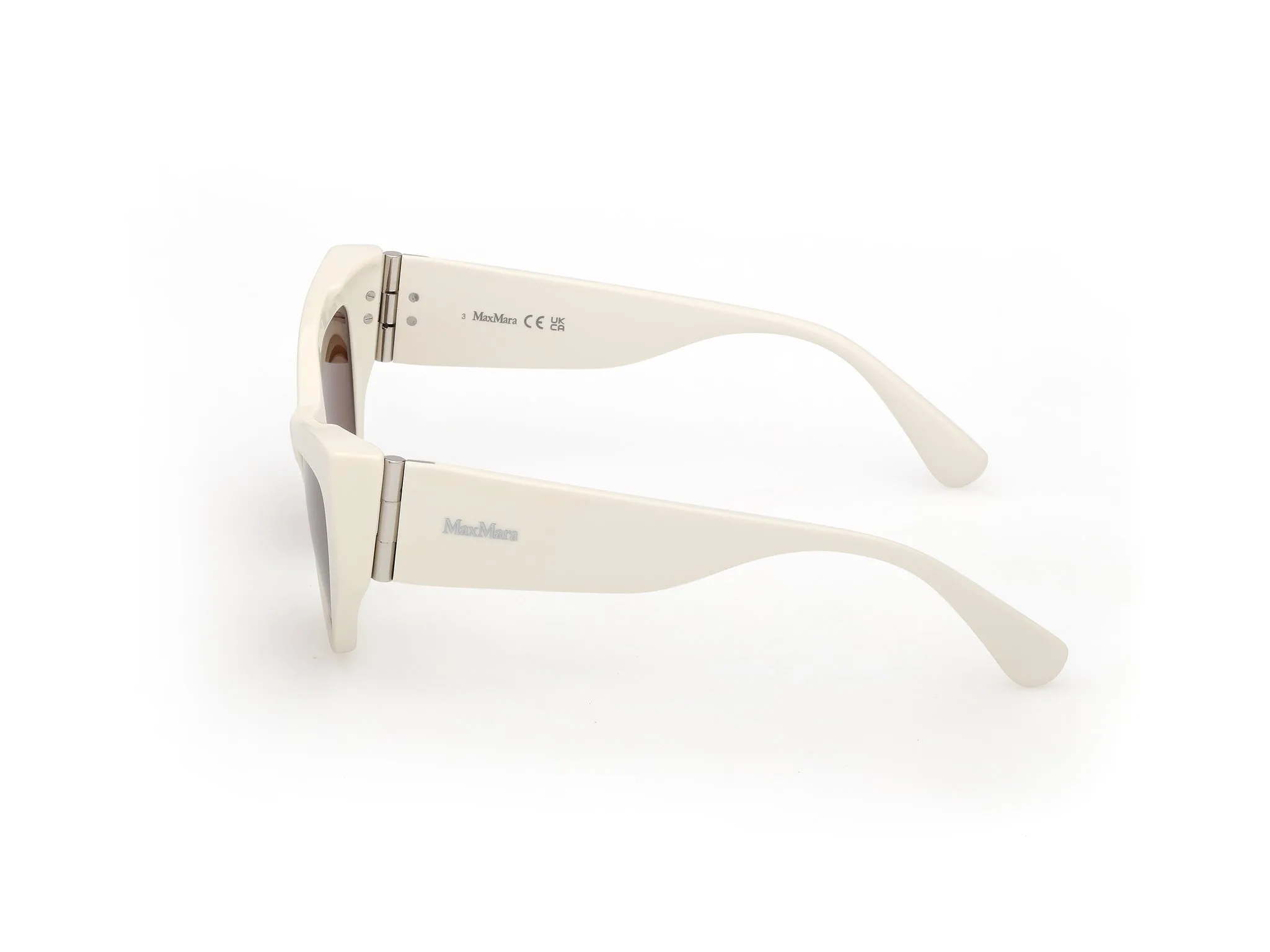 Max Mara MM0192 25E Occhiali da sole Acetato Bianco Marrone Cat Eye Normale - immagine 3