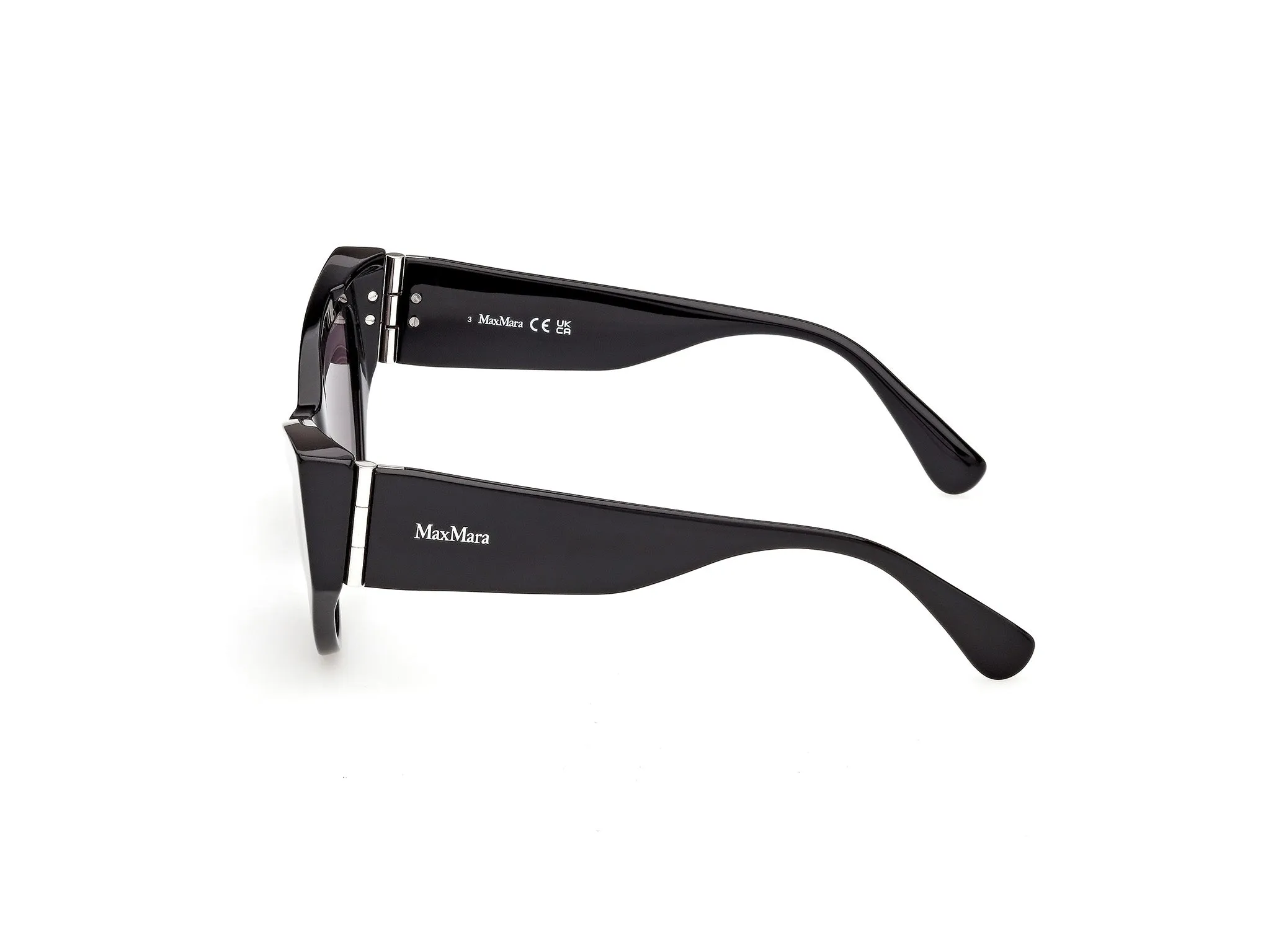Max Mara MM0192 01A Occhiali da sole Acetato Nero Fumo Cat Eye Normale - immagine 3