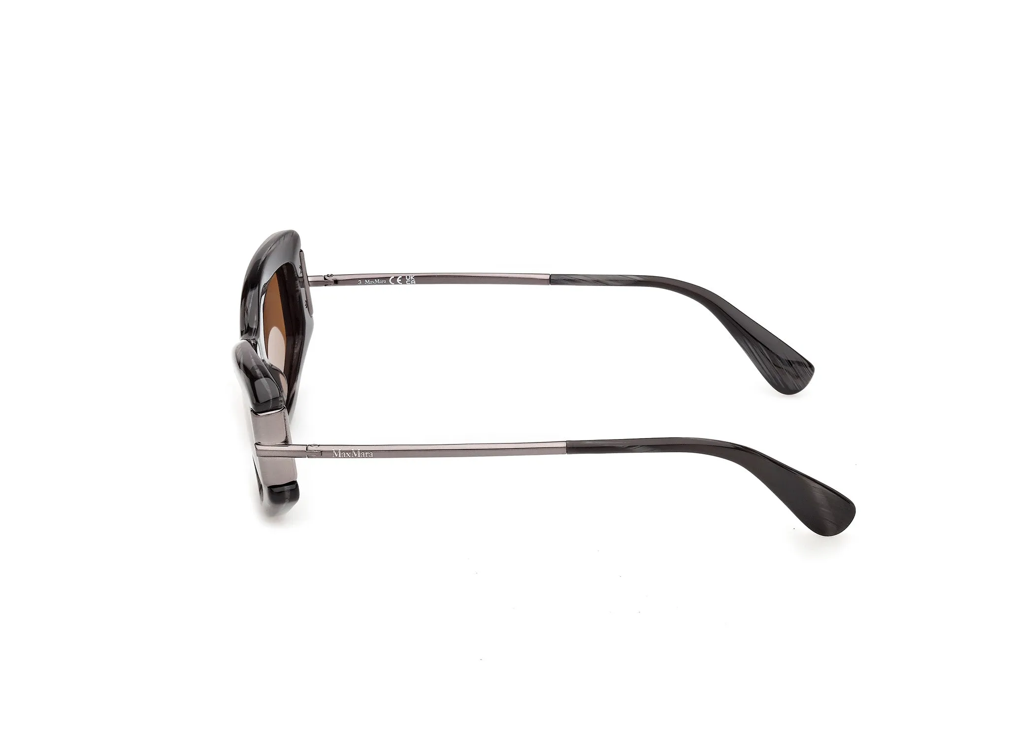 Max Mara MM0189 63E Occhiali da sole Acetato Nero Fumo Cat Eye Normale - immagine 3