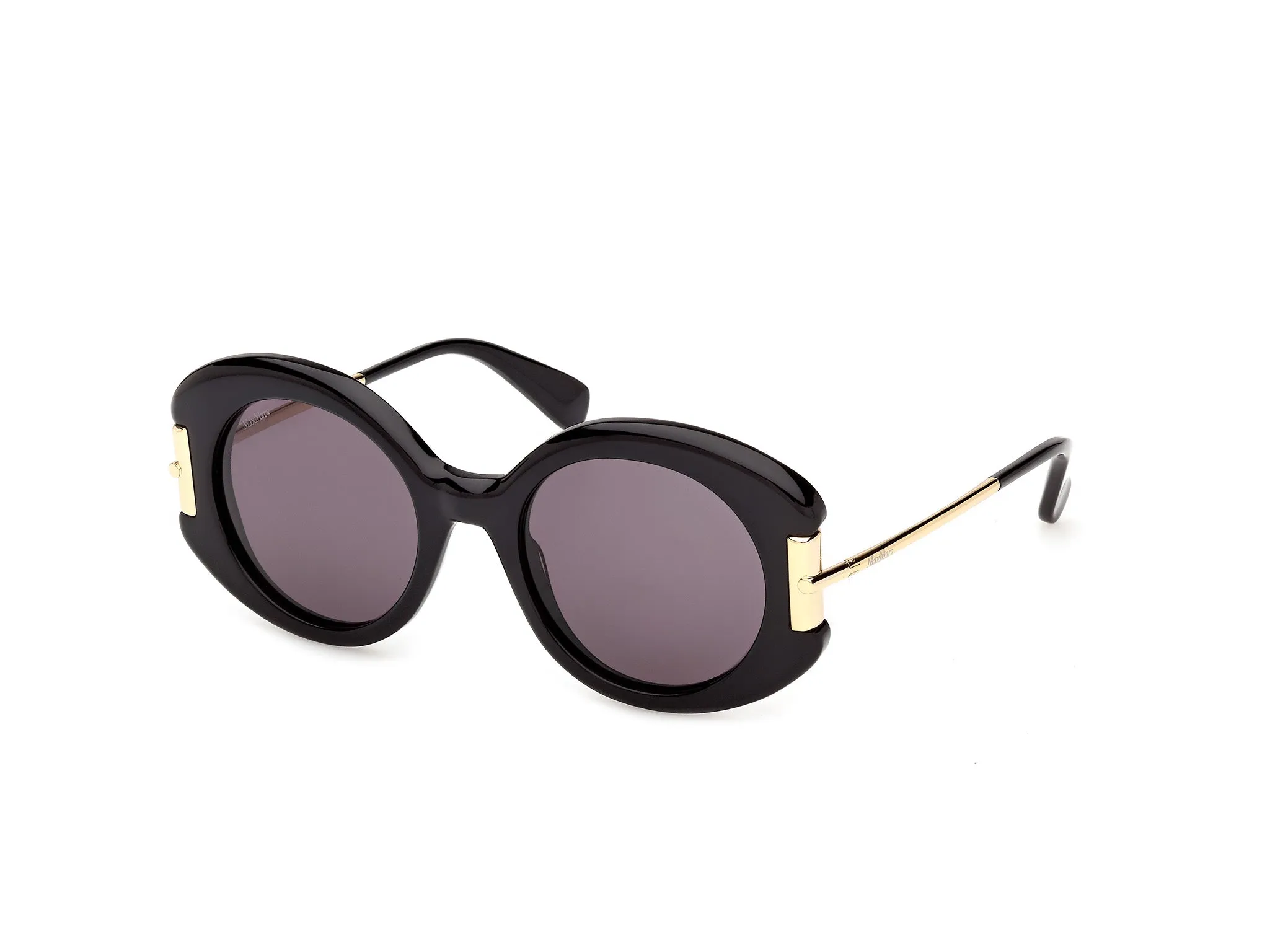 Max Mara MM0188 01A Occhiali da sole Acetato Nero Fumo Rotonda Normale - immagine 1