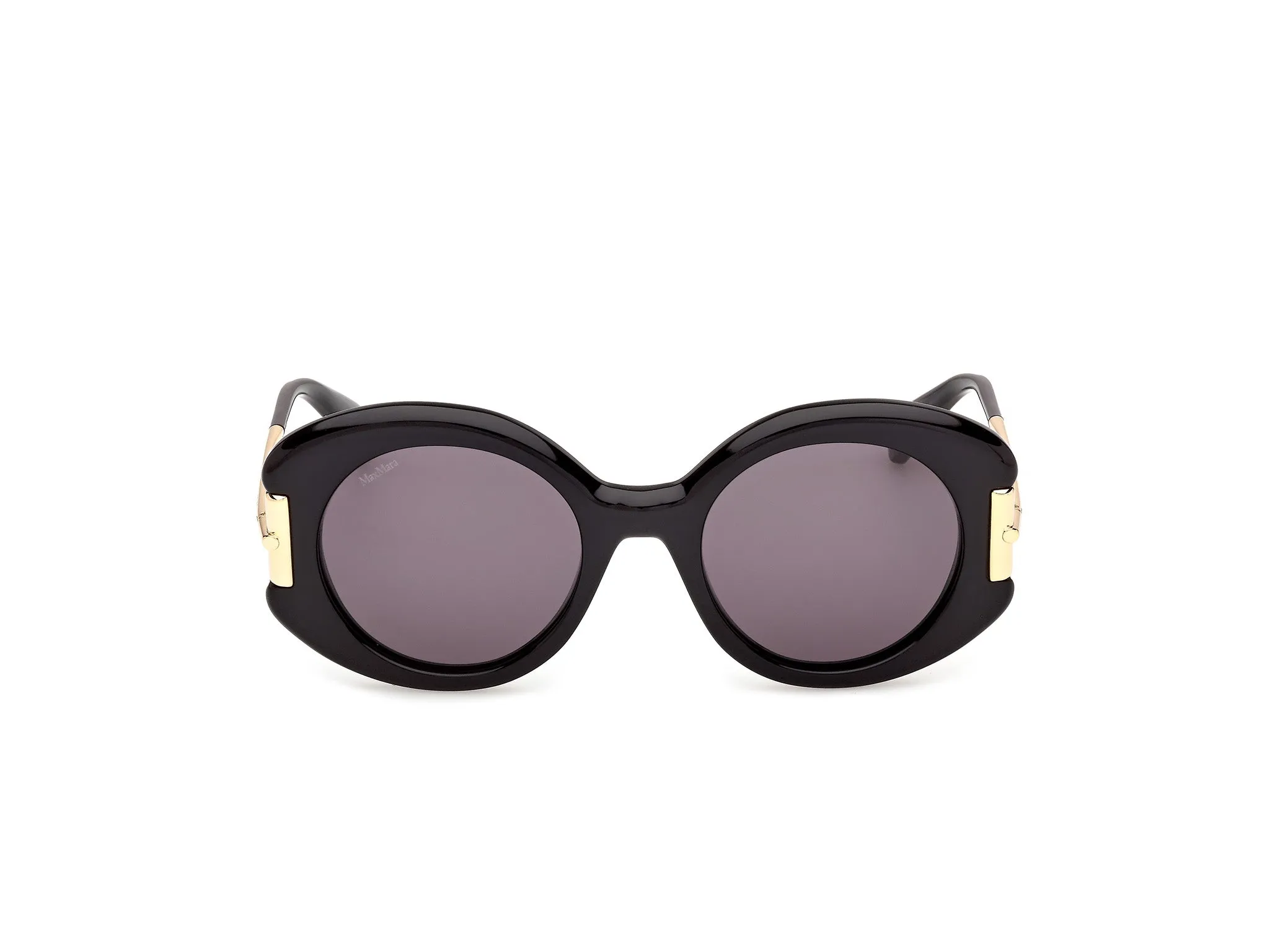 Max Mara MM0188 01A Occhiali da sole Acetato Nero Fumo Rotonda Normale - immagine 2