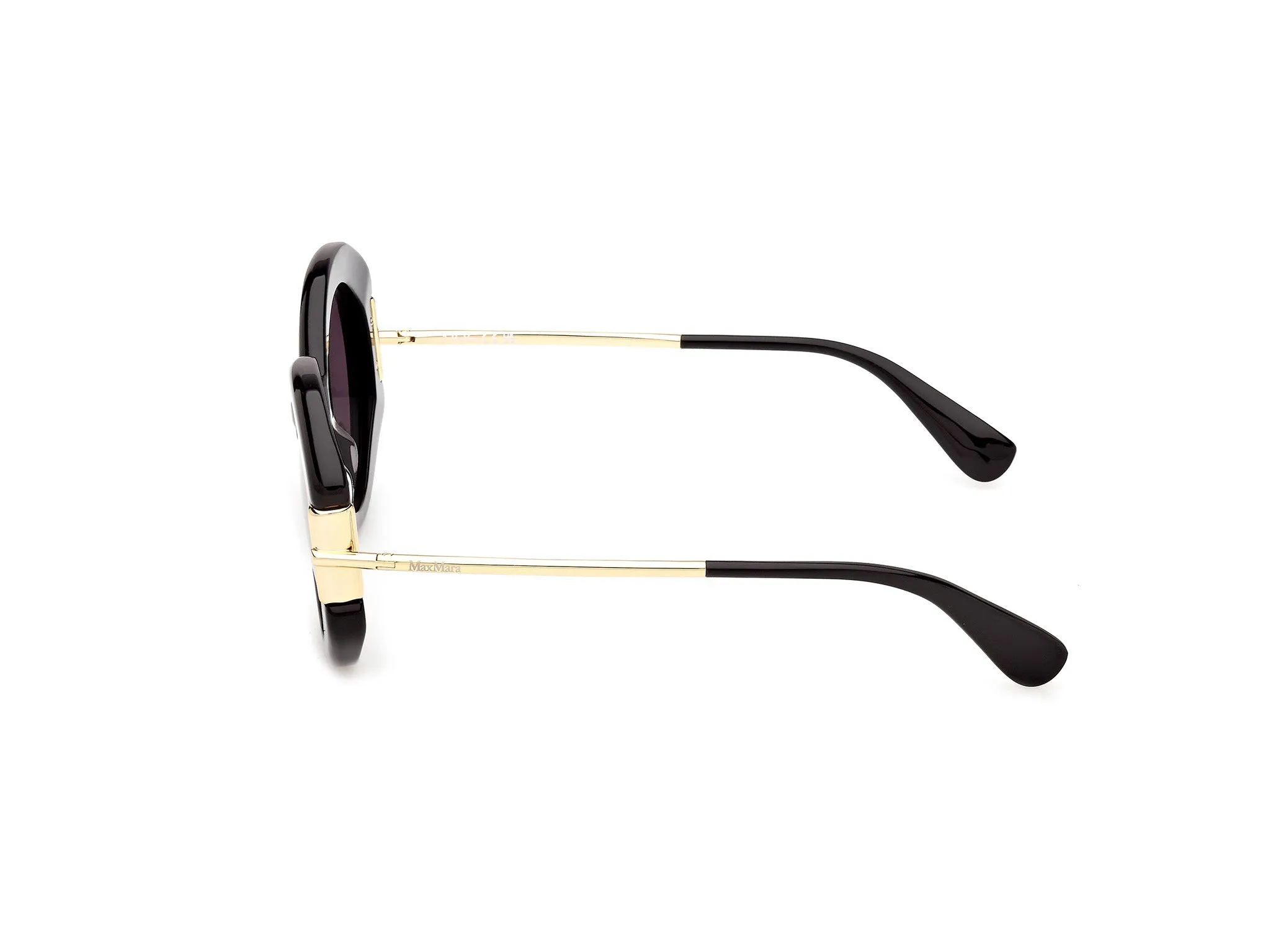 Max Mara MM0188 01A Occhiali da sole Acetato Nero Fumo Rotonda Normale - immagine 3
