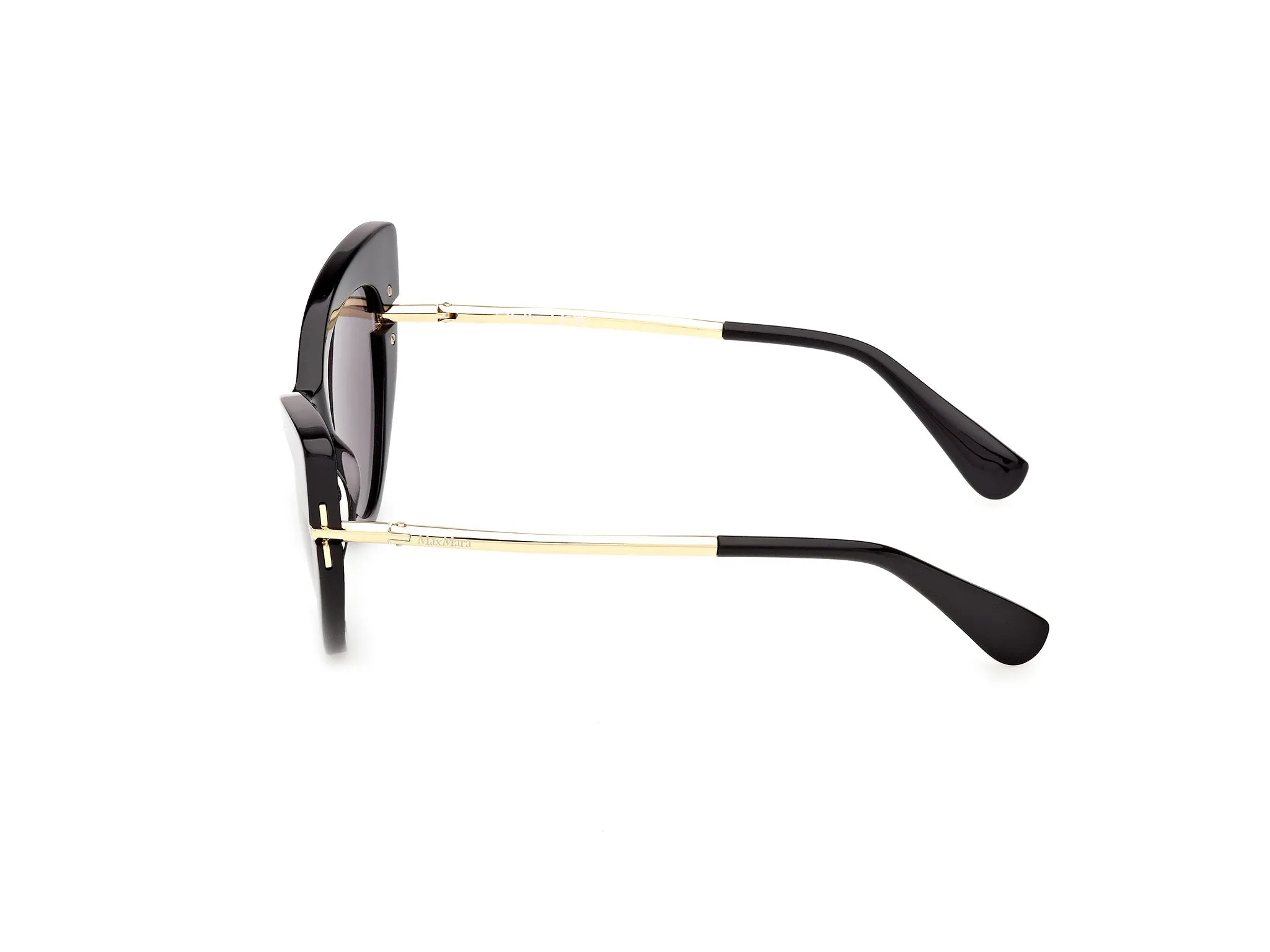 Max Mara MM0187 01A Occhiali da sole Acetato Nero Fumo Cat Eye Normale - immagine 3