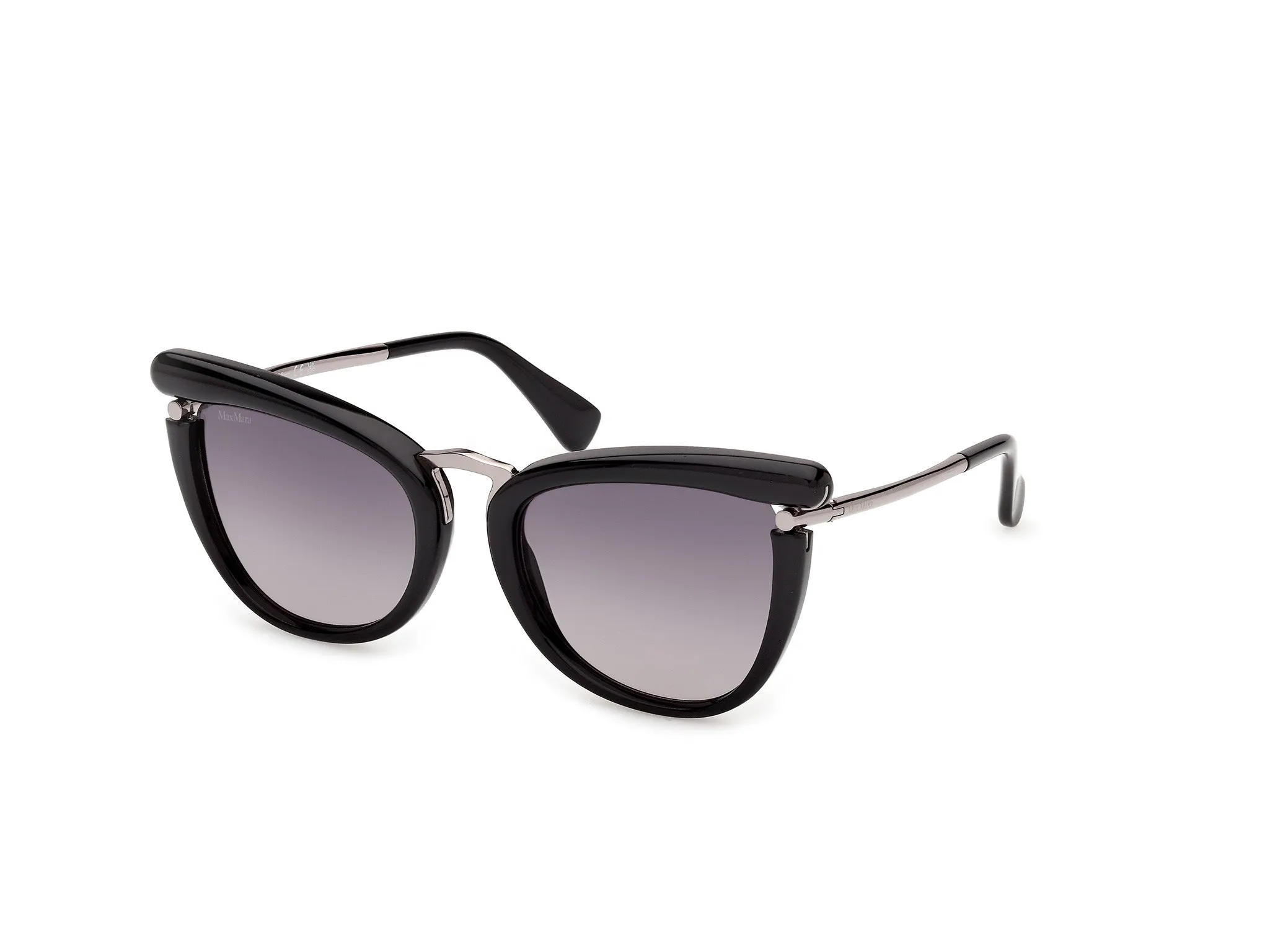 Max Mara MM0186 01B Occhiali da sole Acetato Nero Fumo Rotonda Normale - immagine 1