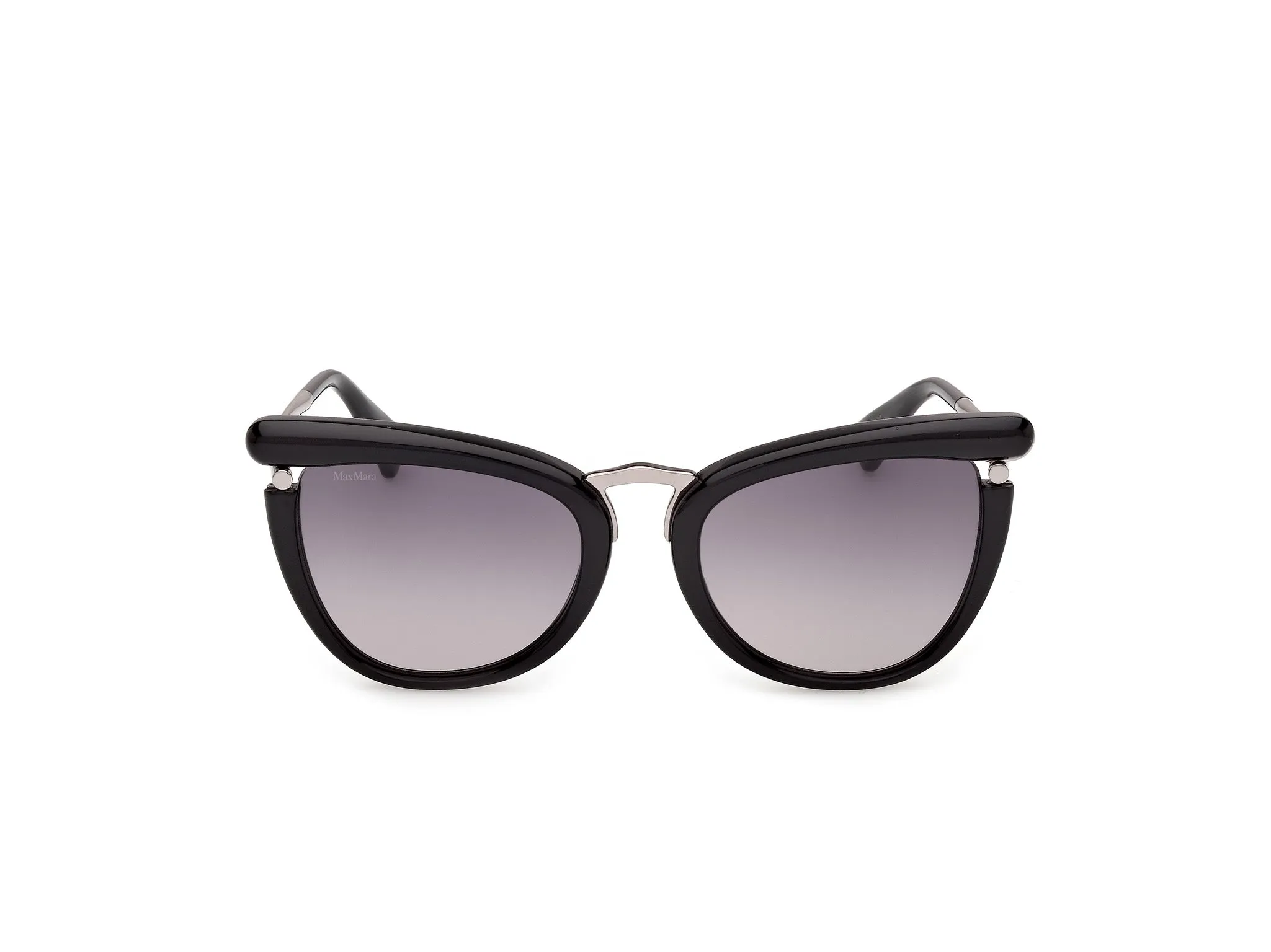 Max Mara MM0186 01B Occhiali da sole Acetato Nero Fumo Rotonda Normale - immagine 2