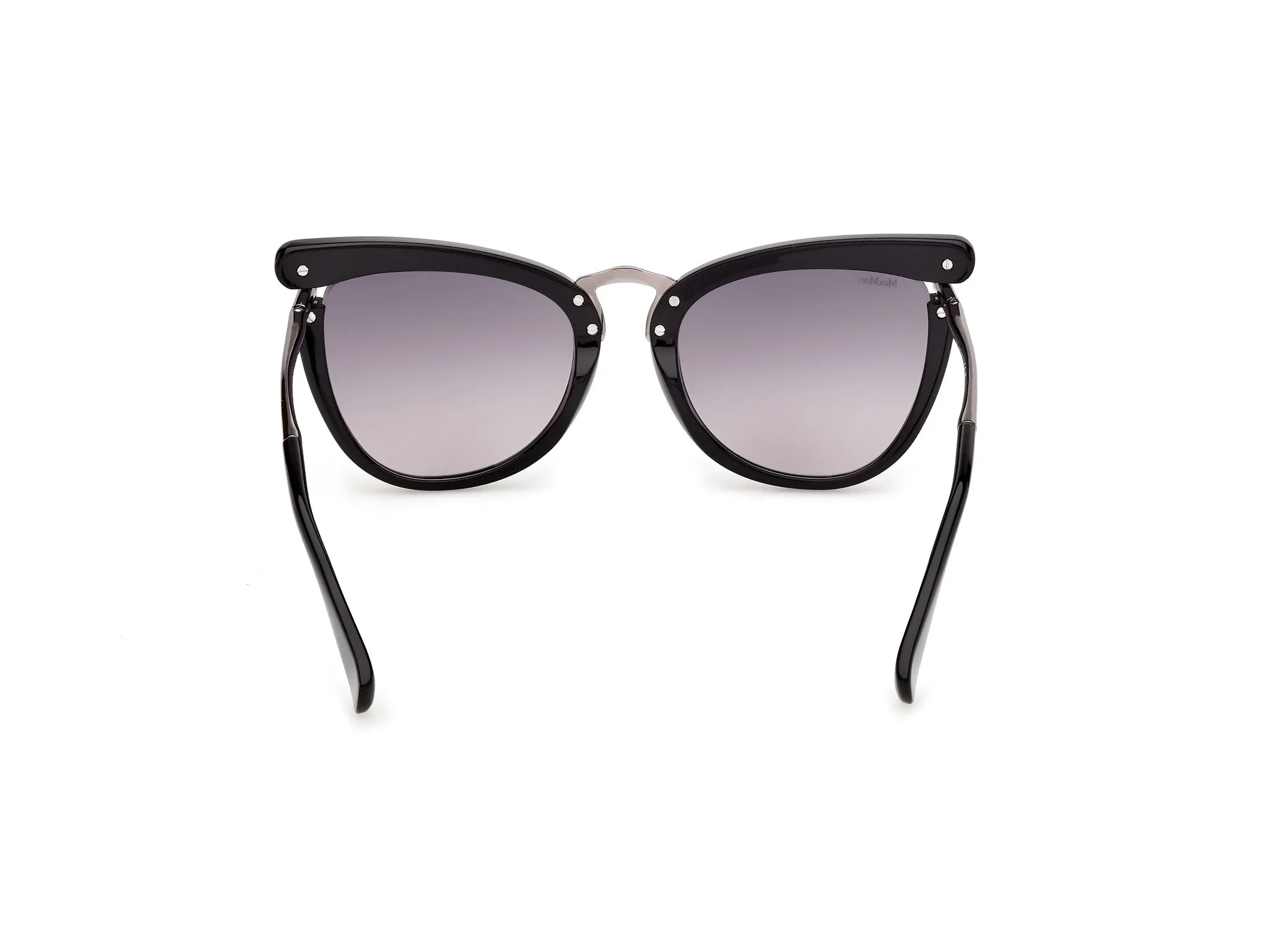 Max Mara MM0186 01B Occhiali da sole Acetato Nero Fumo Rotonda Normale - immagine 4