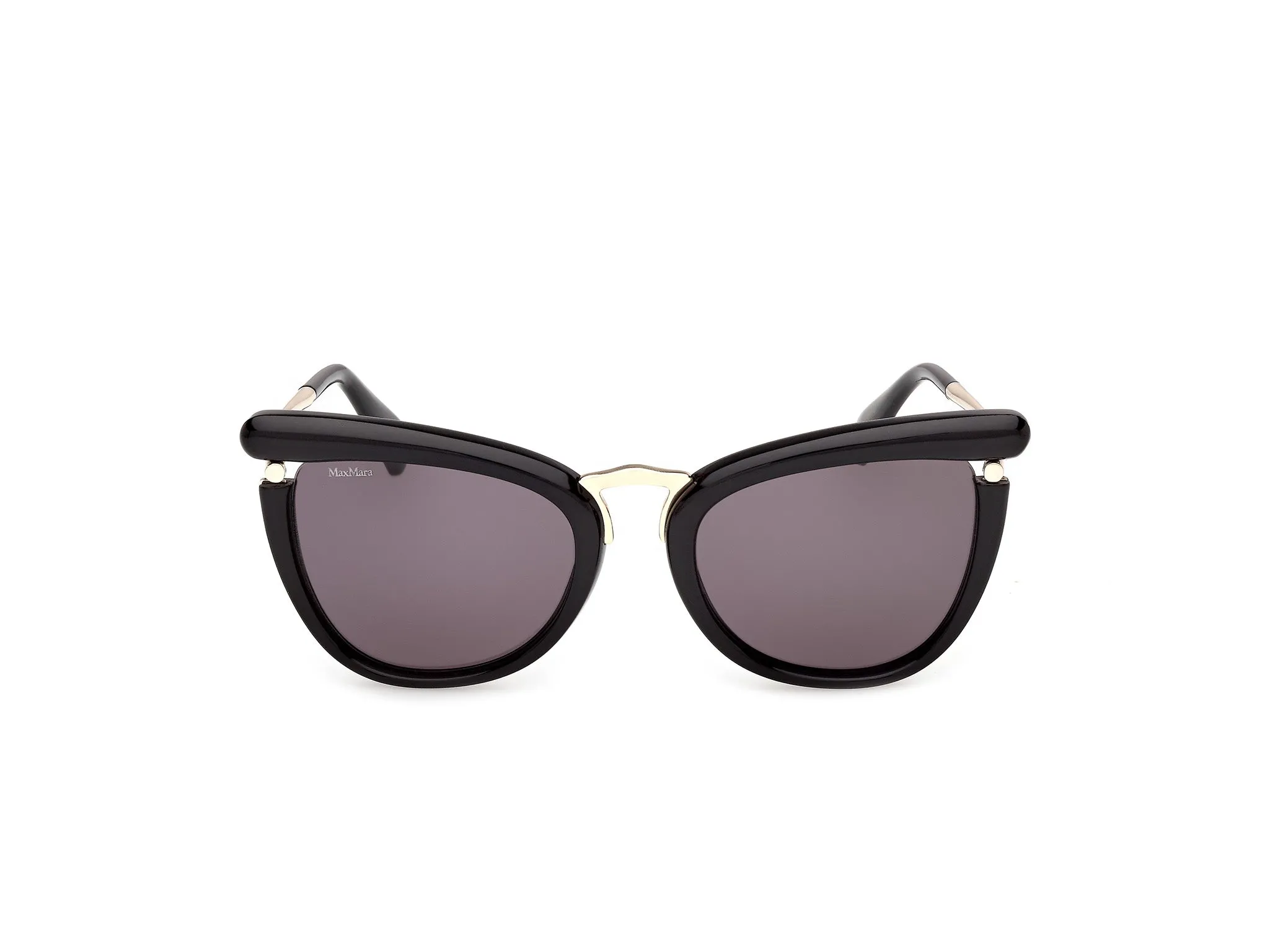 Max Mara MM0186 01A Occhiali da sole Acetato Nero Fumo Rotonda Normale - immagine 2