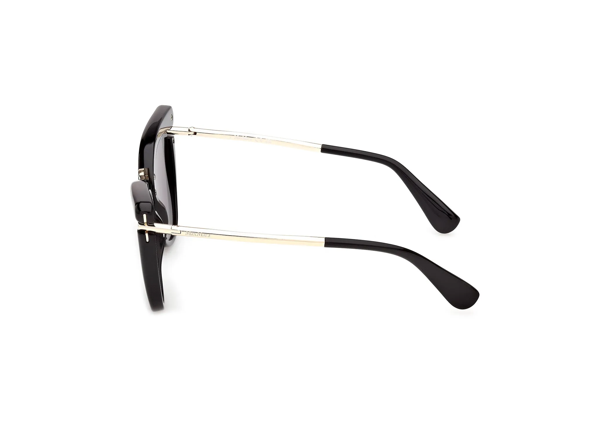 Max Mara MM0186 01A Occhiali da sole Acetato Nero Fumo Rotonda Normale - immagine 3