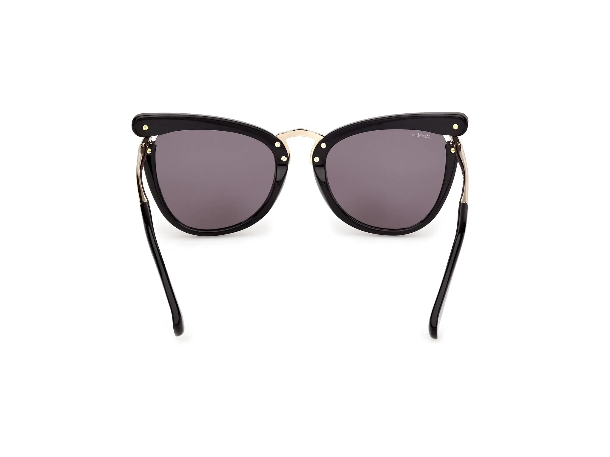 Max Mara MM0186 01A Occhiali da sole Acetato Nero Fumo Rotonda Normale - immagine 4