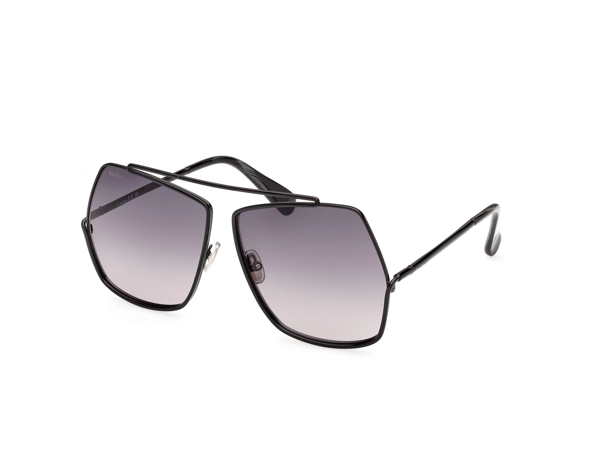 Max Mara MM0006 ELSA 01B Occhiali da sole Metallo Nero Fumo Geometrica Normale - immagine 1